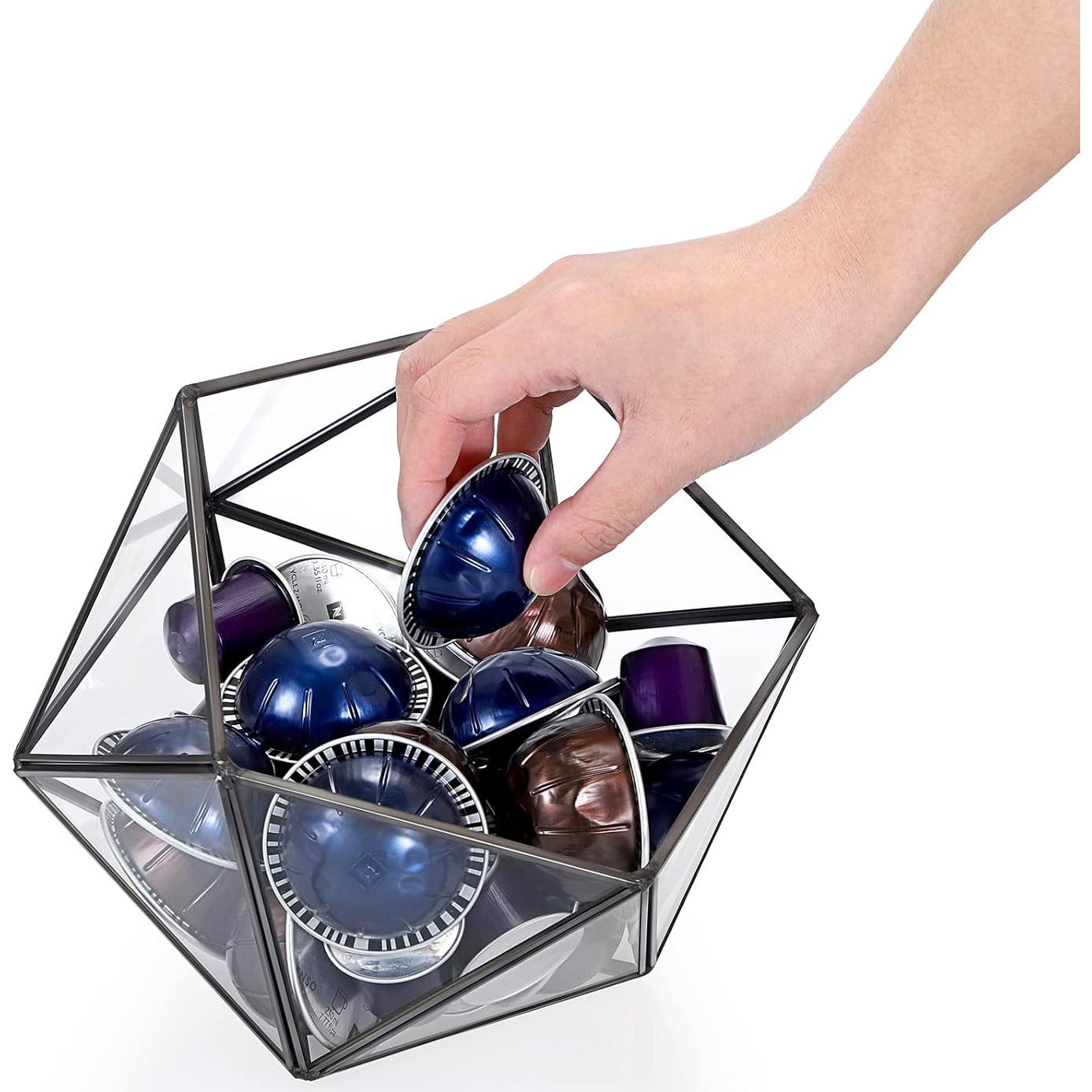 Soporte de cápsulas de café ELLDOO de vidrio negro 21x18 cm