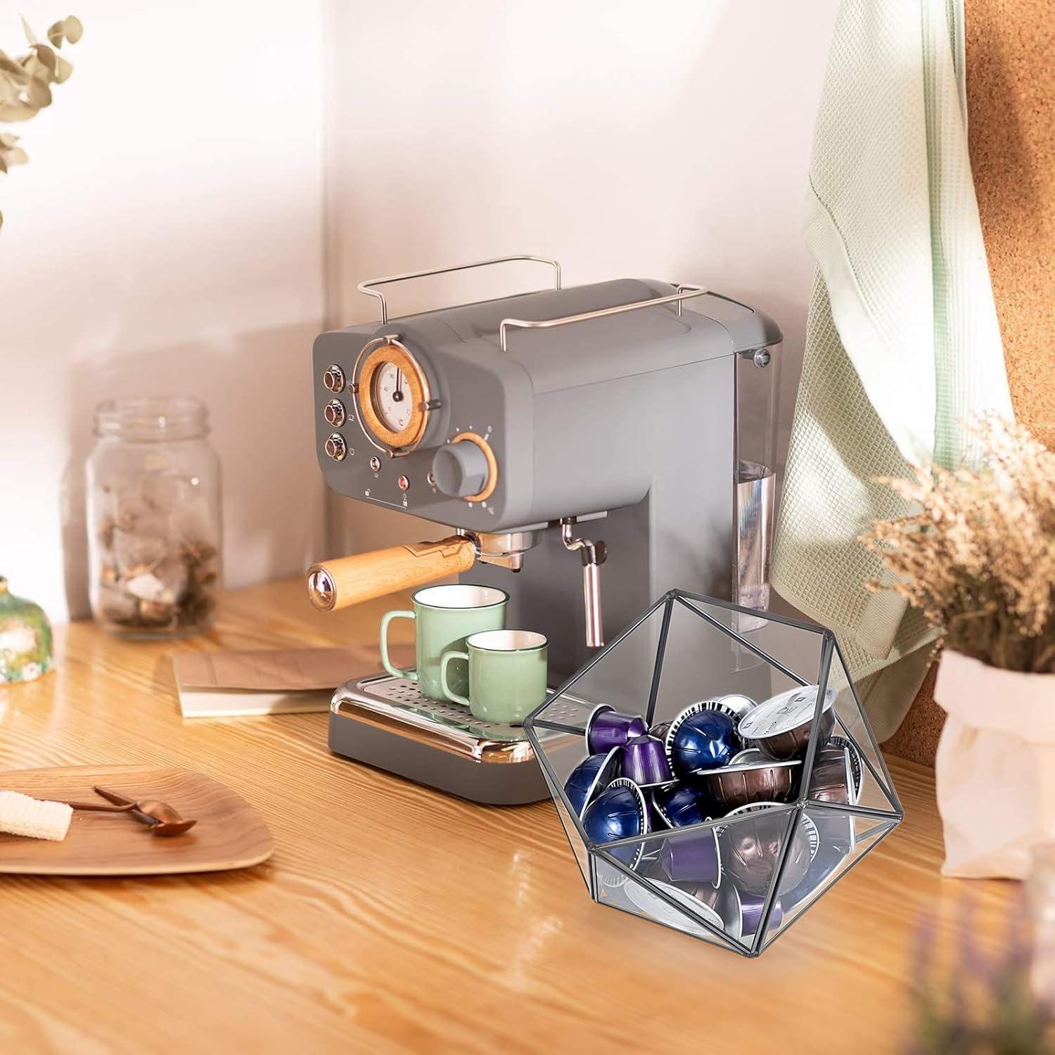 Soporte de cápsulas de café ELLDOO de vidrio negro 21x18 cm