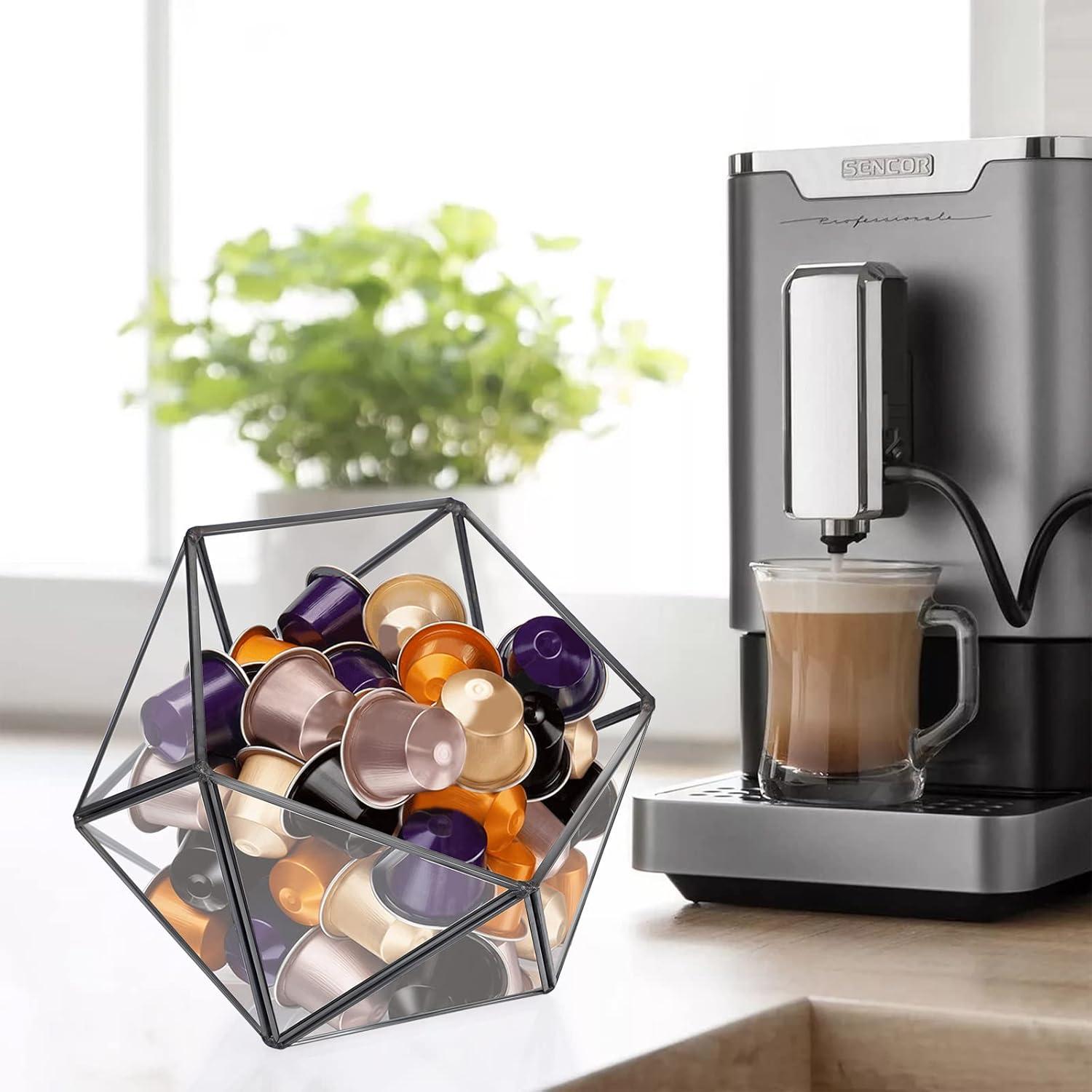 Soporte de cápsulas de café ELLDOO de vidrio negro 21x18 cm