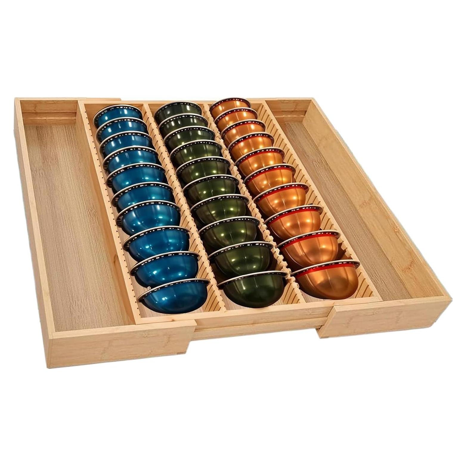 Soporte Organizador de Cápsulas de Café Bambú MAGIC BAMBOO 7 Cajones