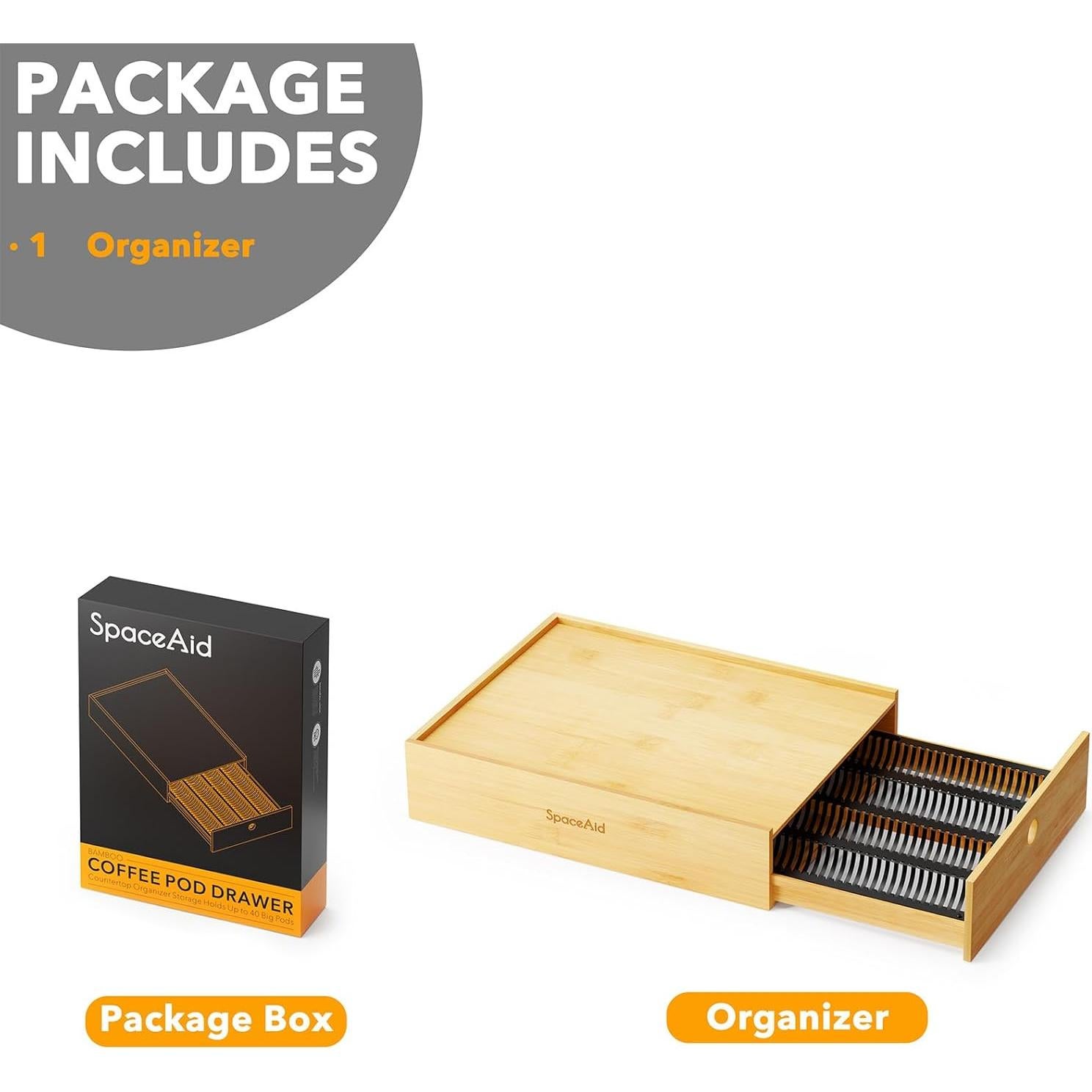 Soporte de Cápsulas de Café SpaceAid de Bambú Natural para Nespresso Vertuo - Organizador para 40 Grandes o 56 Pequeñas