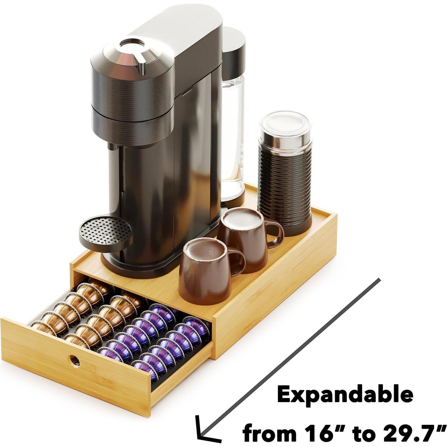 Soporte de Cápsulas de Café SpaceAid de Bambú Natural para Nespresso Vertuo - Organizador para 40 Grandes o 56 Pequeñas