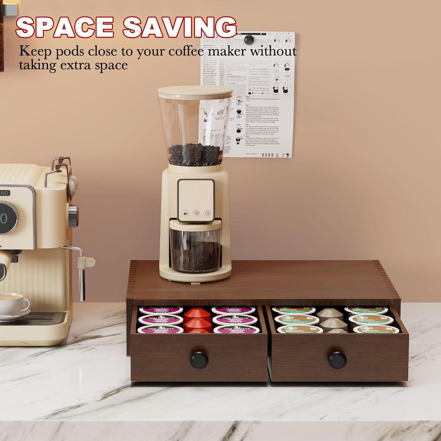 Soporte Organizador para K Cup OCERAVE Madera Nogal 30 Cápsulas