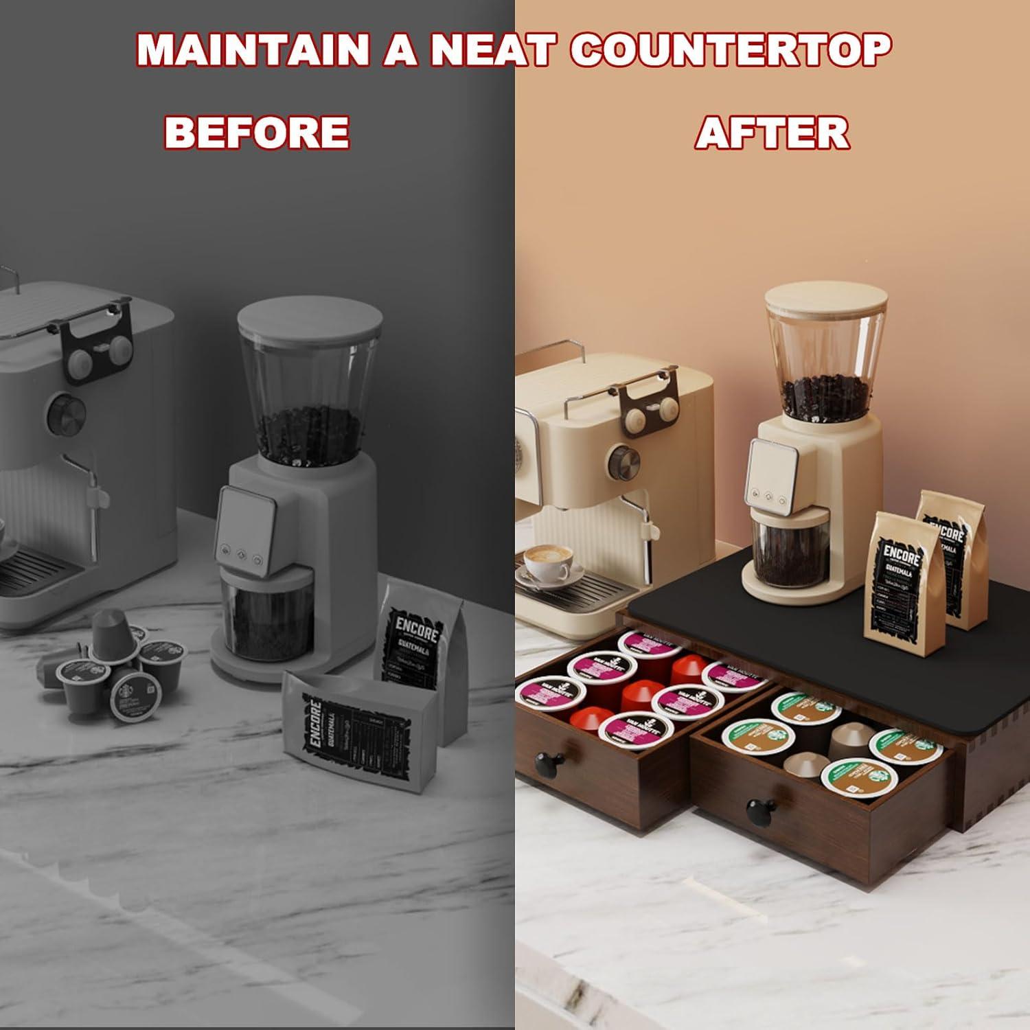 Soporte Organizador para K Cup OCERAVE Madera Nogal 30 Cápsulas