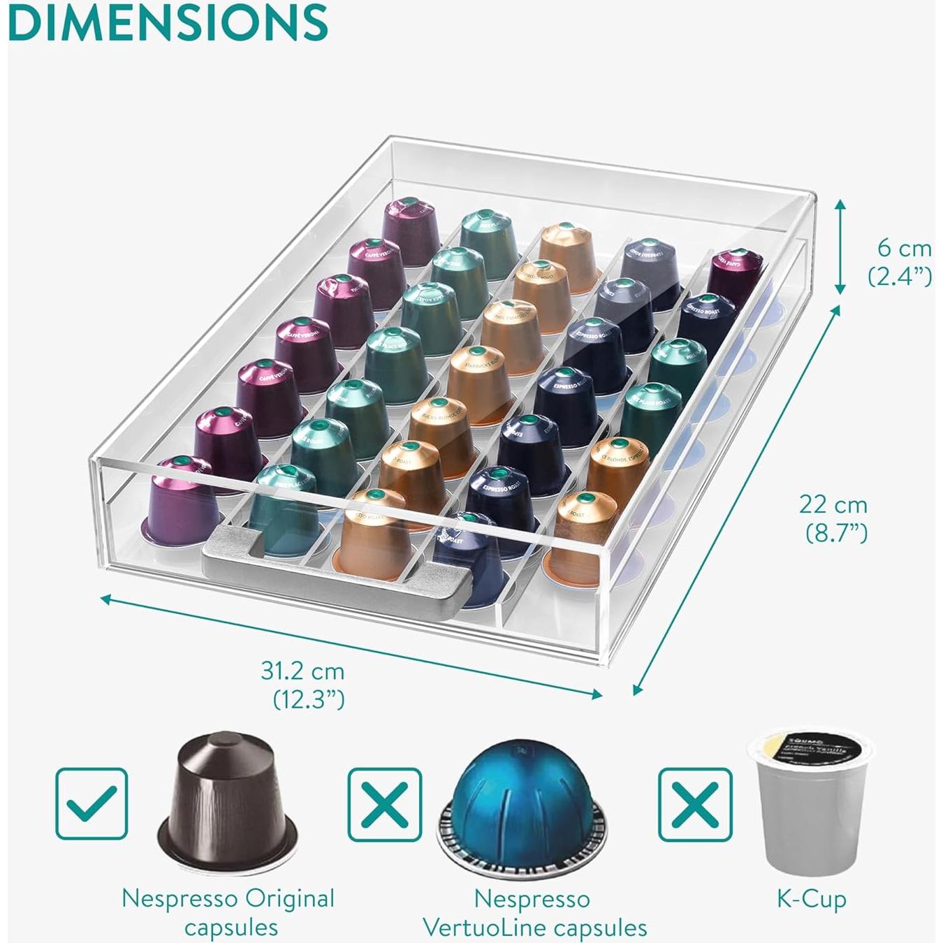 Soporte de Cápsulas de Café Acrílico Navaris - Organizador Transparente