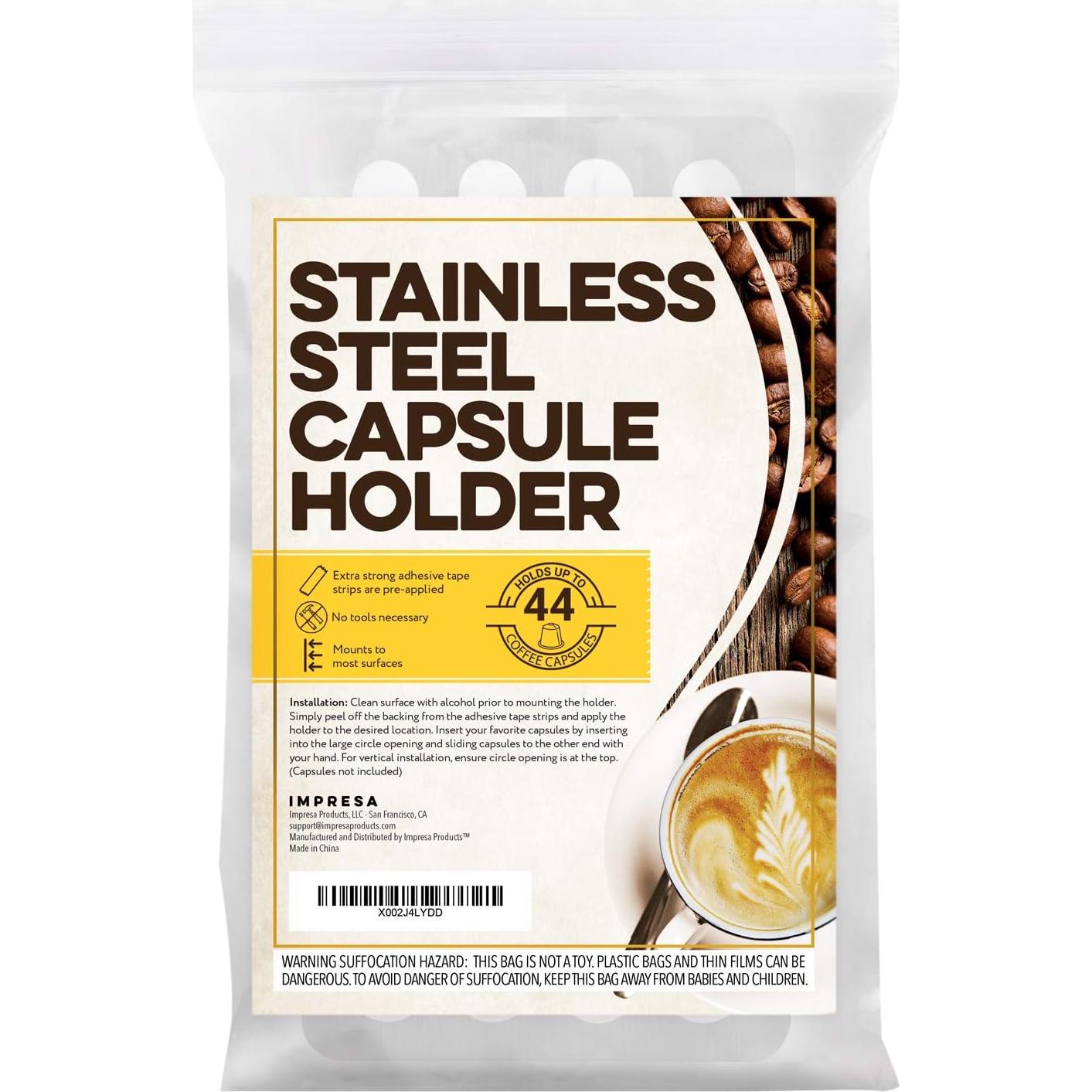 Soporte de Cápsulas de Café IMPRESA Acero Inoxidable 44 unidades