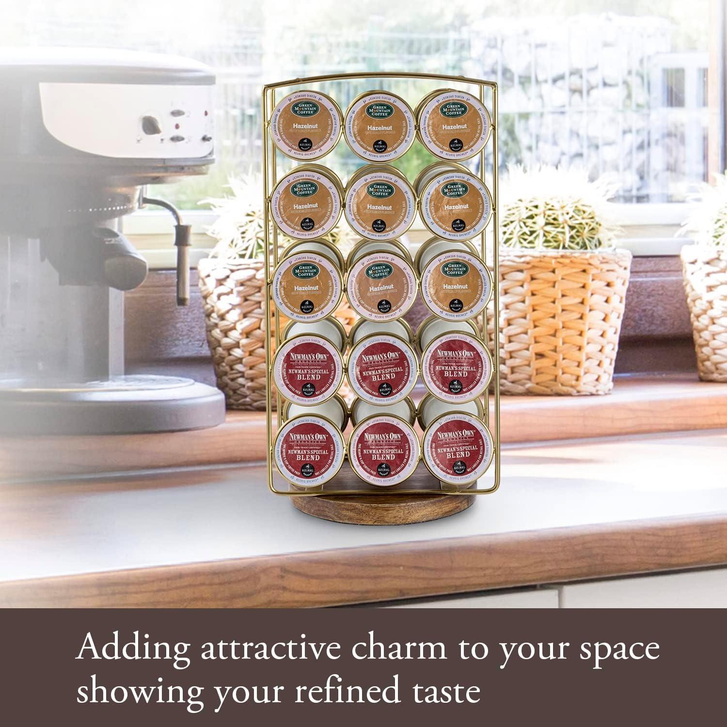 Soporte para cápsulas de café MyGift de metal y madera 30 unidades