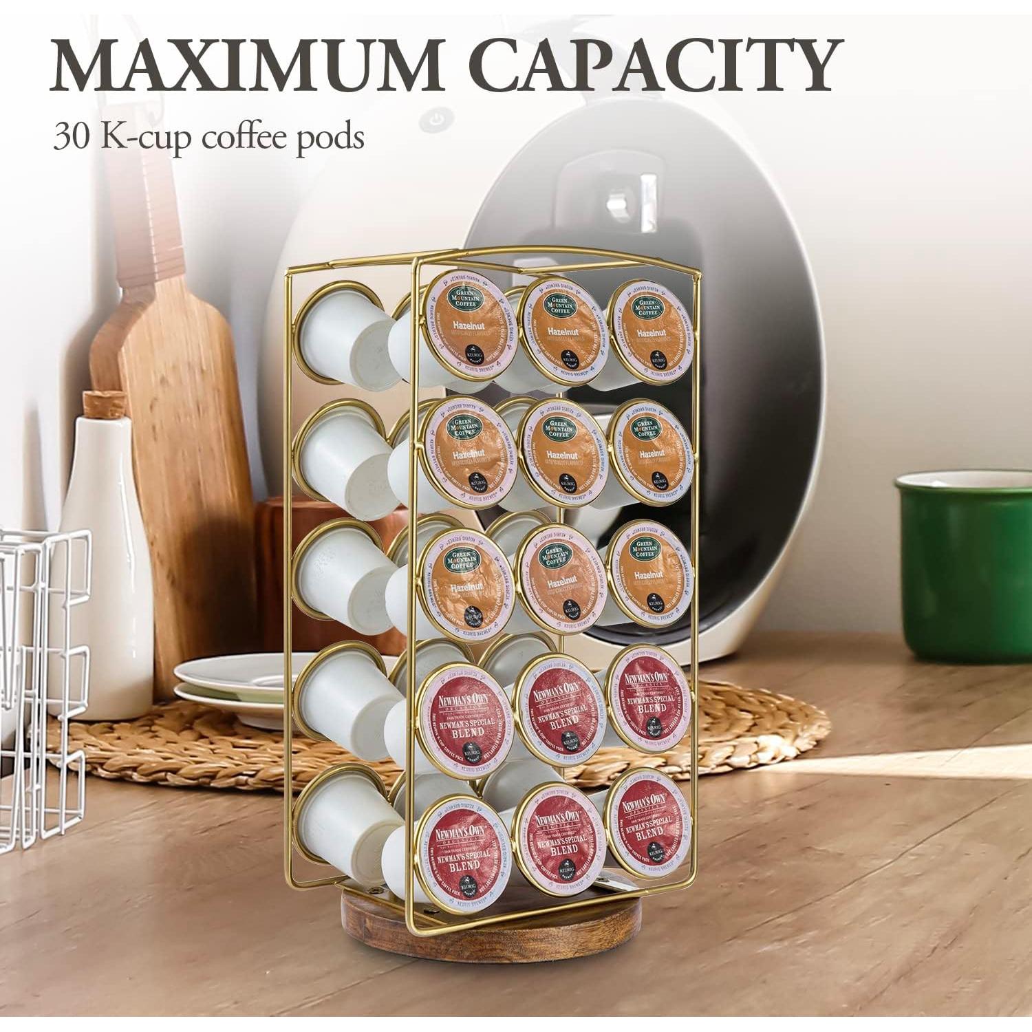 Soporte para cápsulas de café MyGift de metal y madera 30 unidades