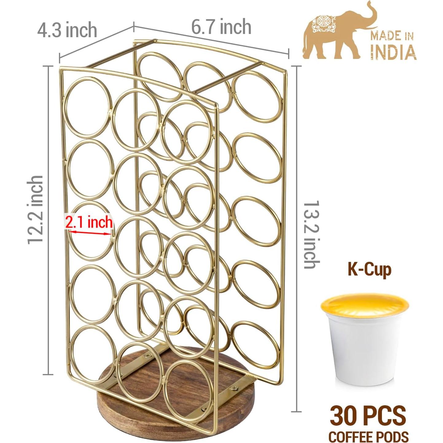Soporte para cápsulas de café MyGift de metal y madera 30 unidades