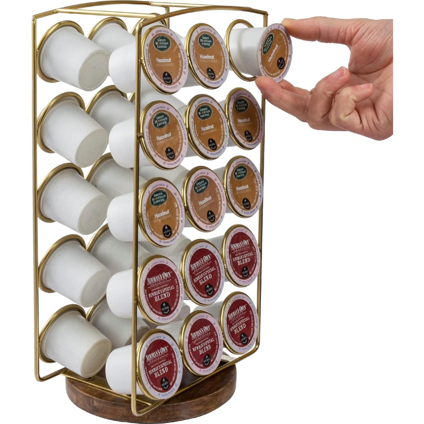 Soporte para cápsulas de café MyGift de metal y madera 30 unidades