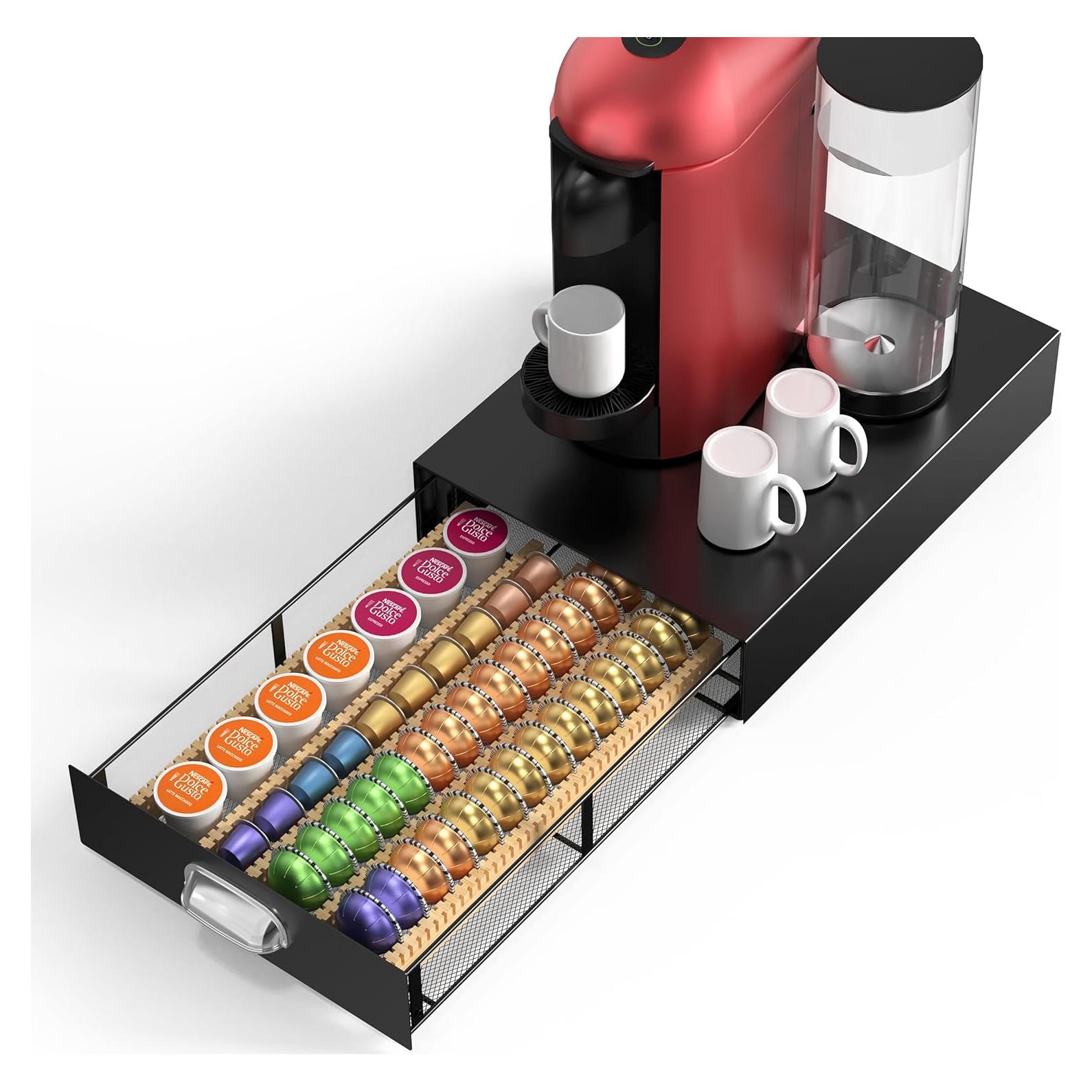 KES Soporte Ajustable de Metal para Cápsulas de Café, Negro