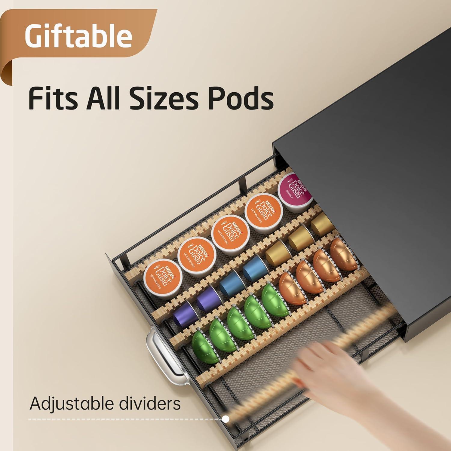 KES Soporte Ajustable de Metal para Cápsulas de Café, Negro