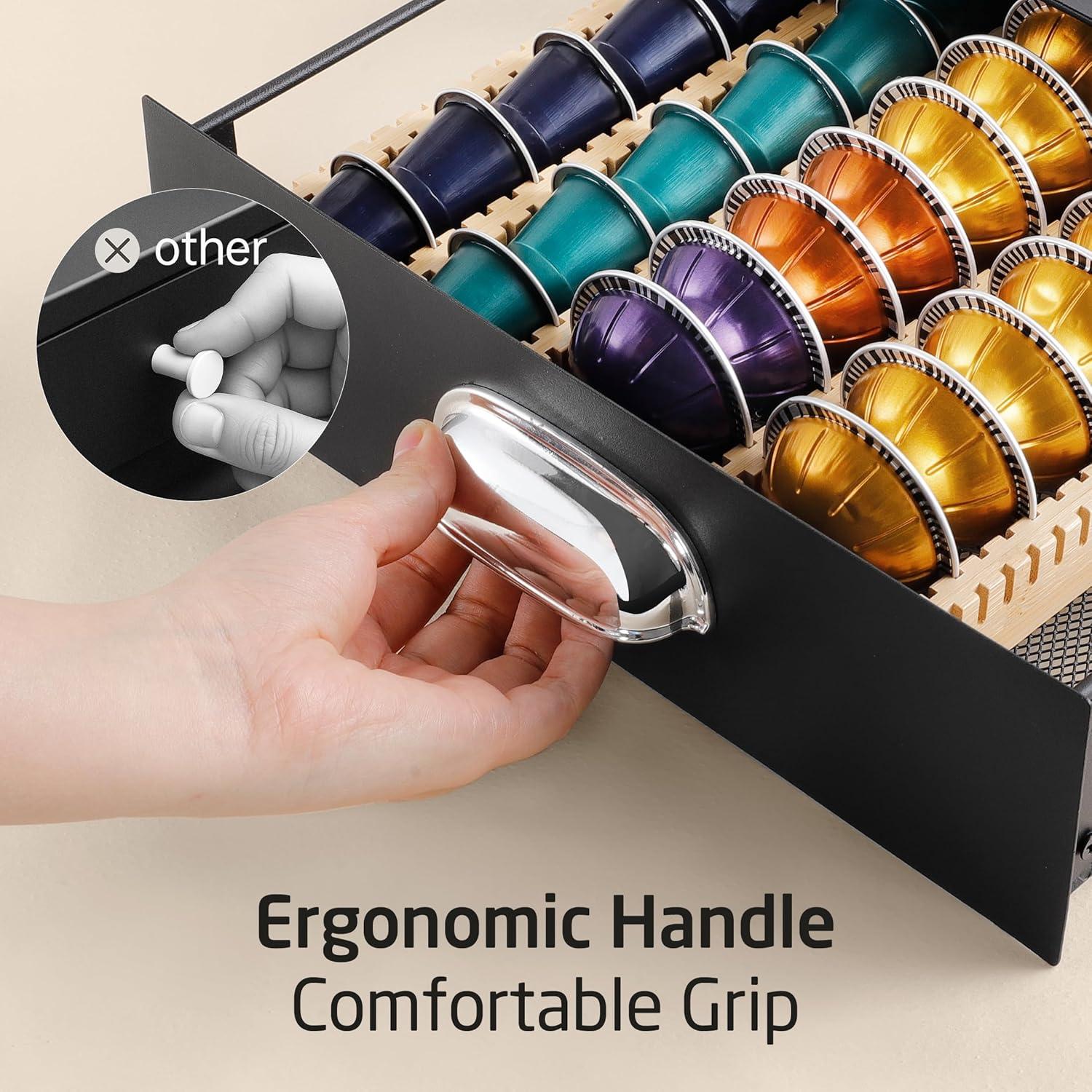 KES Soporte Ajustable de Metal para Cápsulas de Café, Negro