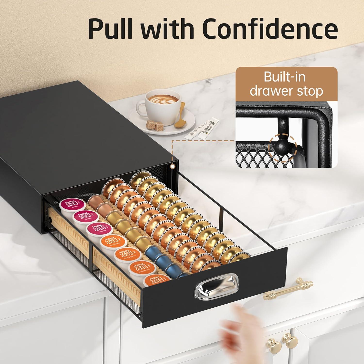 KES Soporte Ajustable de Metal para Cápsulas de Café, Negro