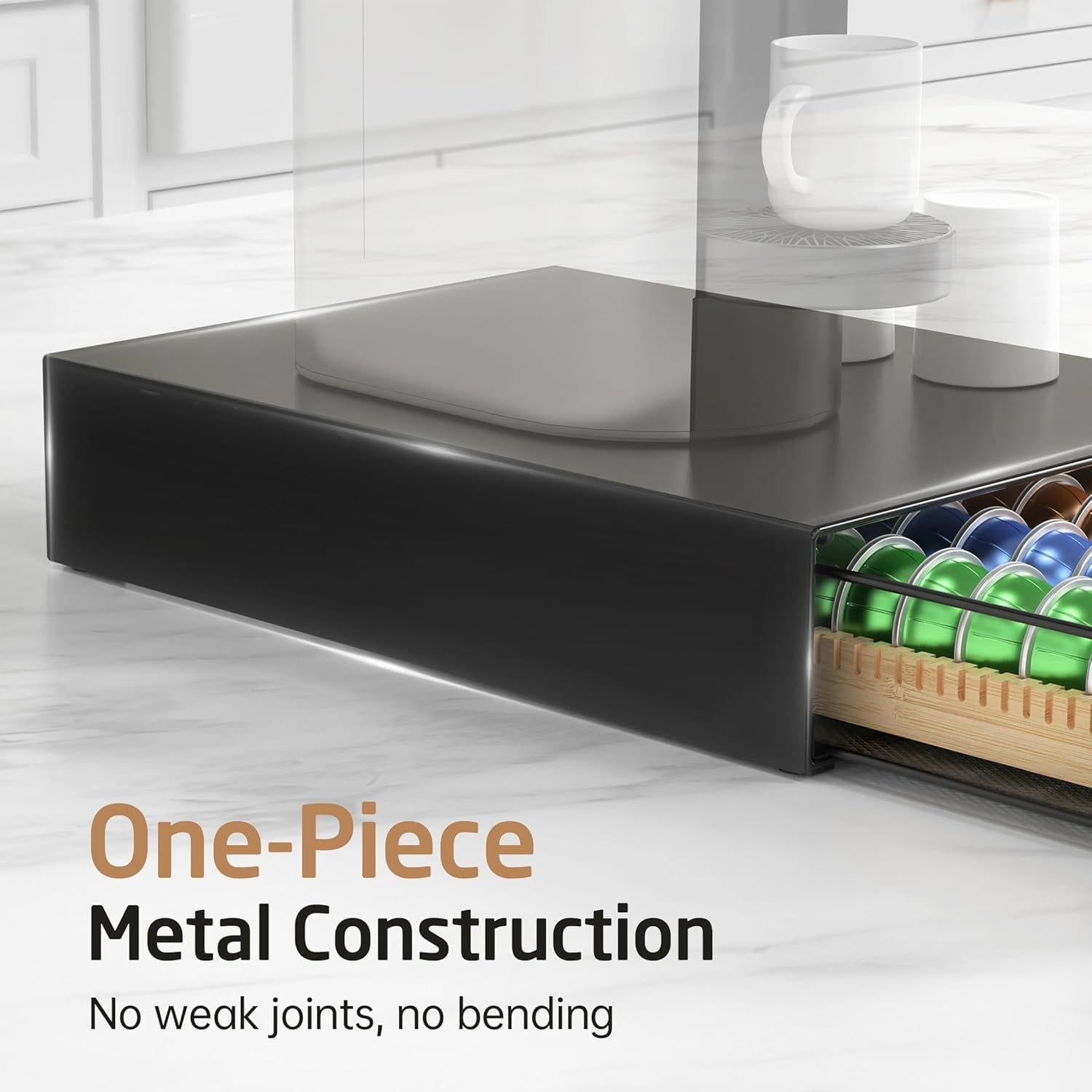 KES Soporte Ajustable de Metal para Cápsulas de Café, Negro