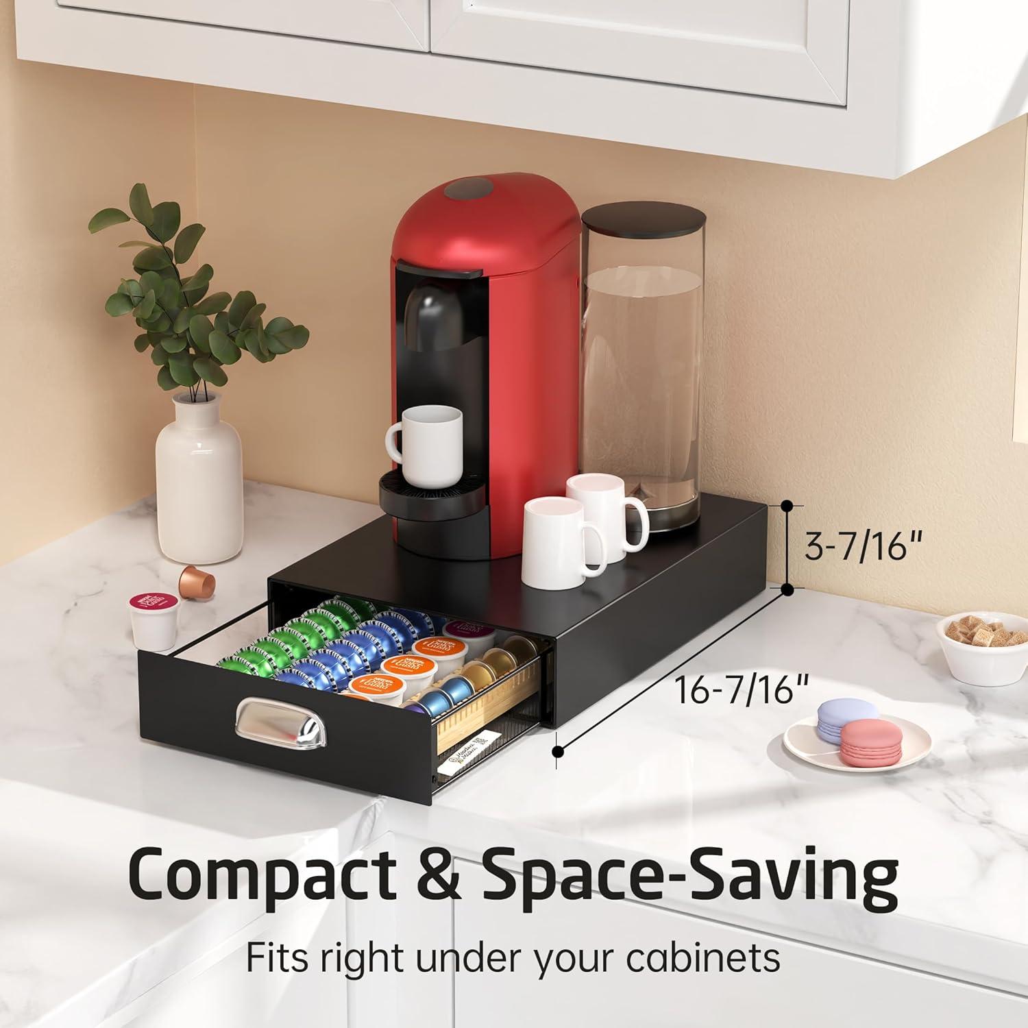 KES Soporte Ajustable de Metal para Cápsulas de Café, Negro