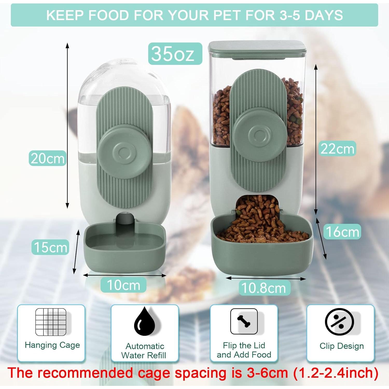 Dispensador Automático de Comida y Agua Borunhe 1L para Conejos