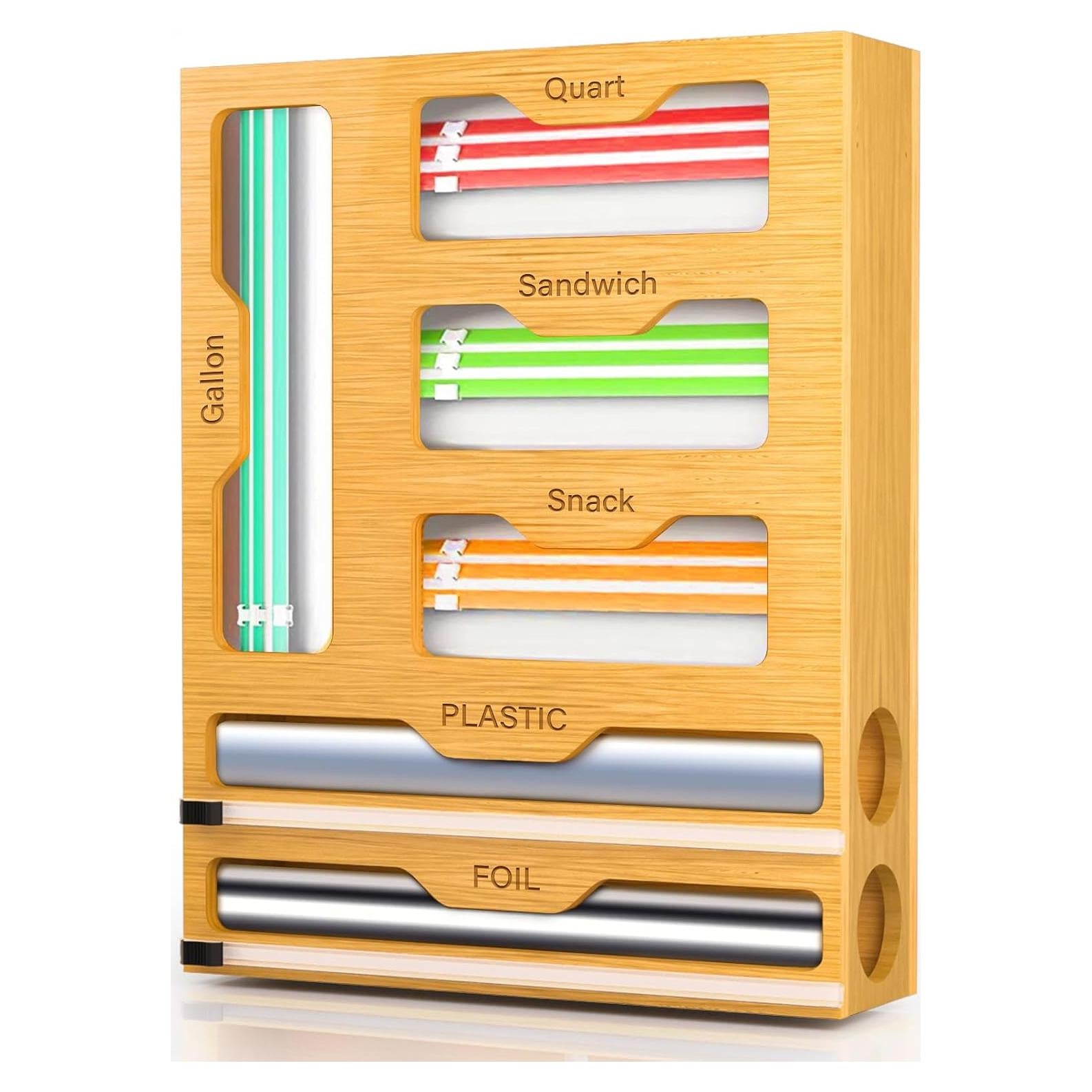 Organizador de Bolsas KOCWELL 6 en 1 de Bambú para Cocina