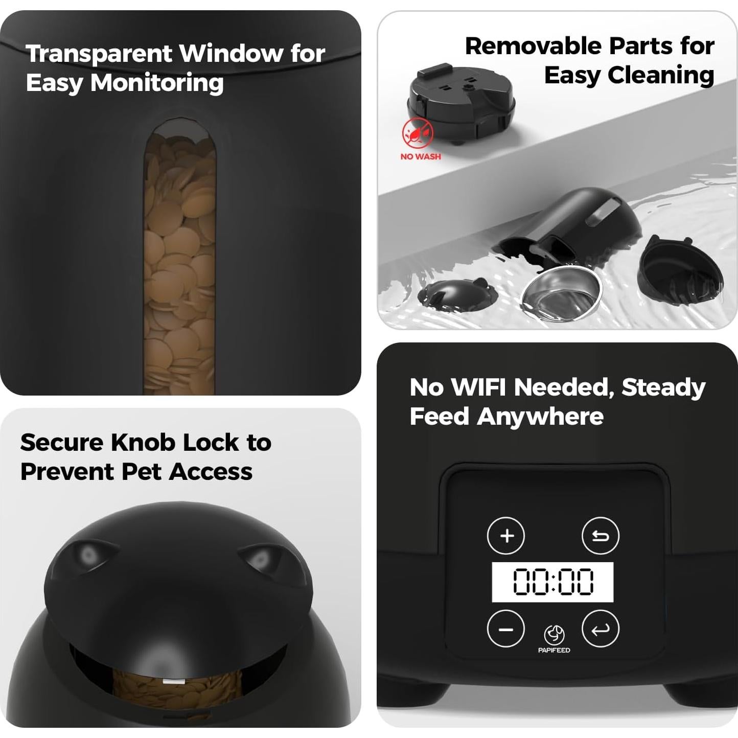 Comedero Automático para Gatos PAPIFEED 3L con Temporizador