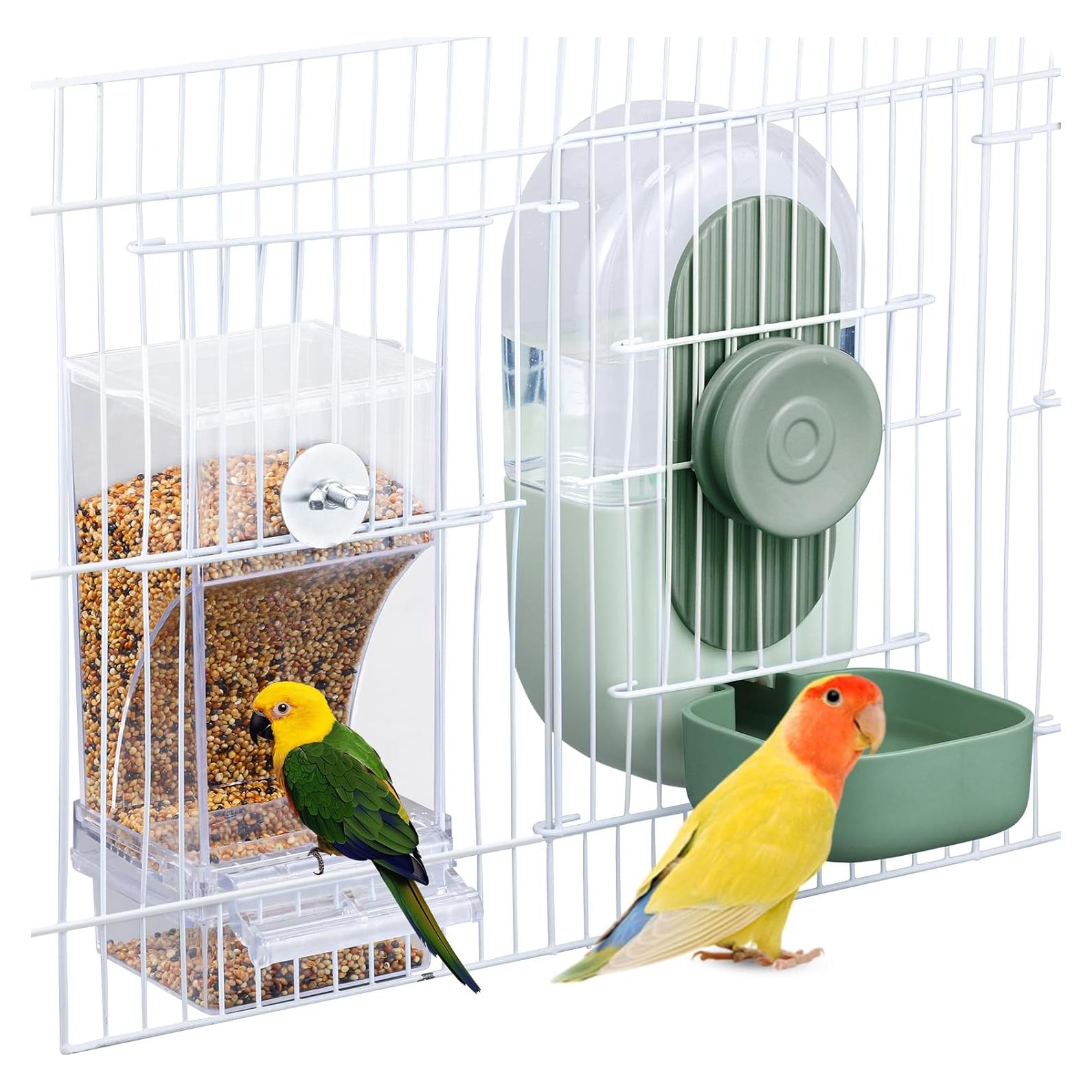 Conjunto Comedero y Dispensador de Agua Verde para Aves