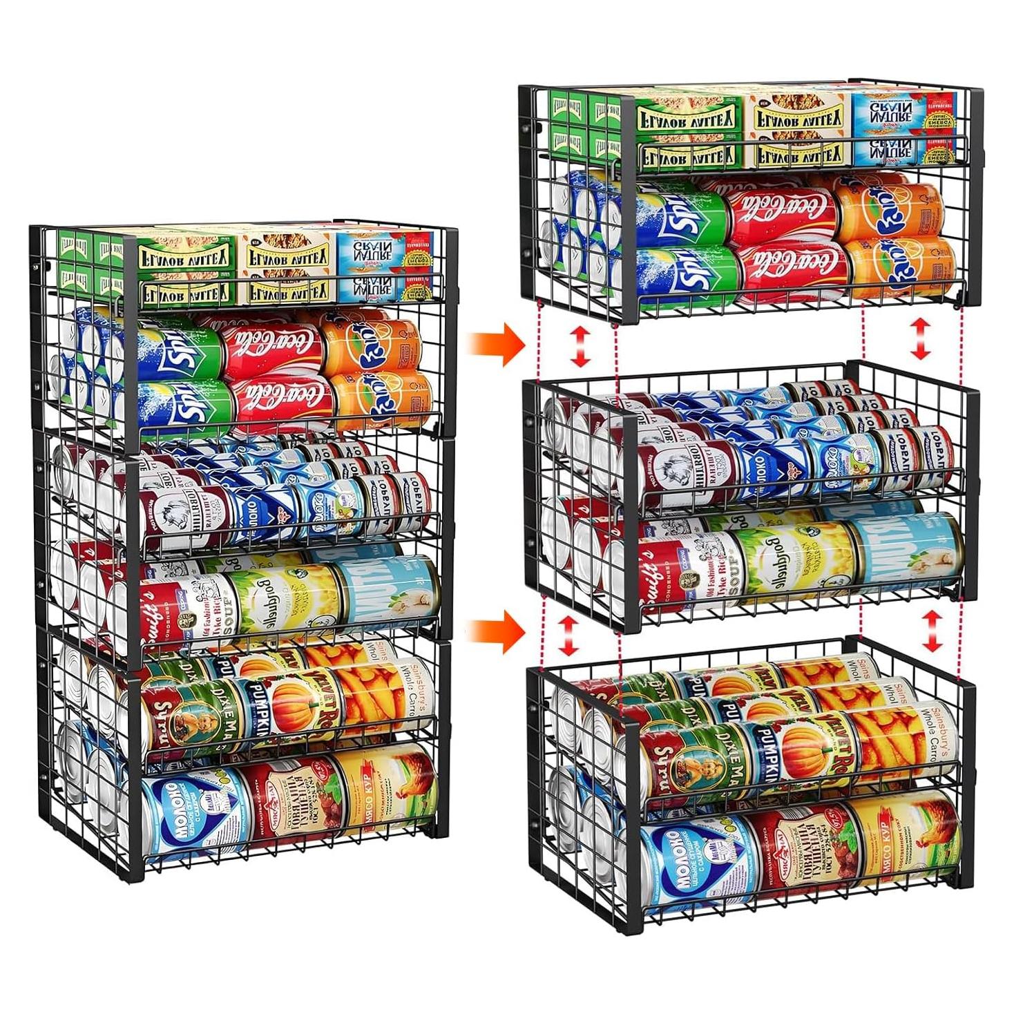 Organizador apilable de latas JKsmart 2 niveles negro - 3 unidades