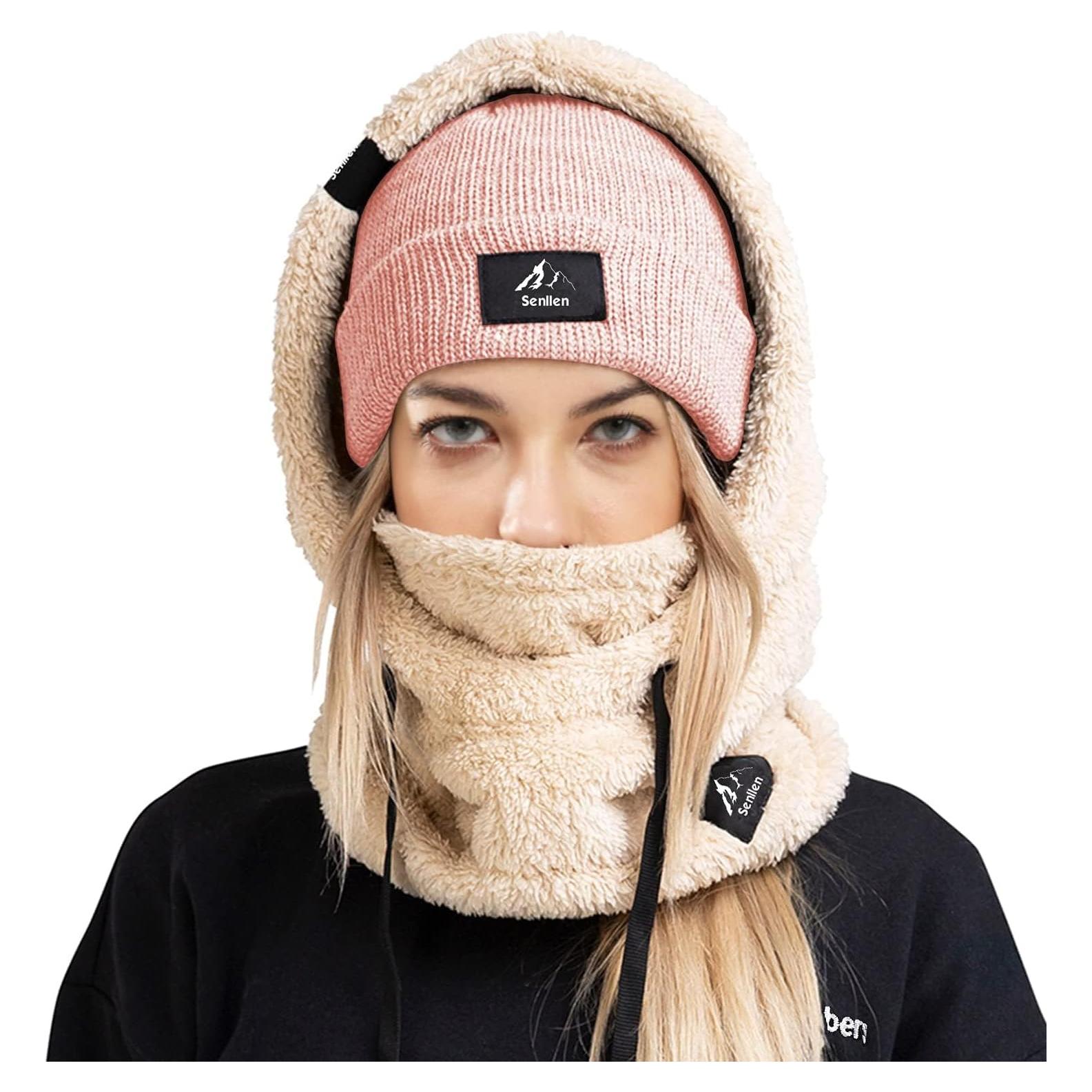 Balaclava de Fleece Senllen Talla Única Beige a Prueba de Viento