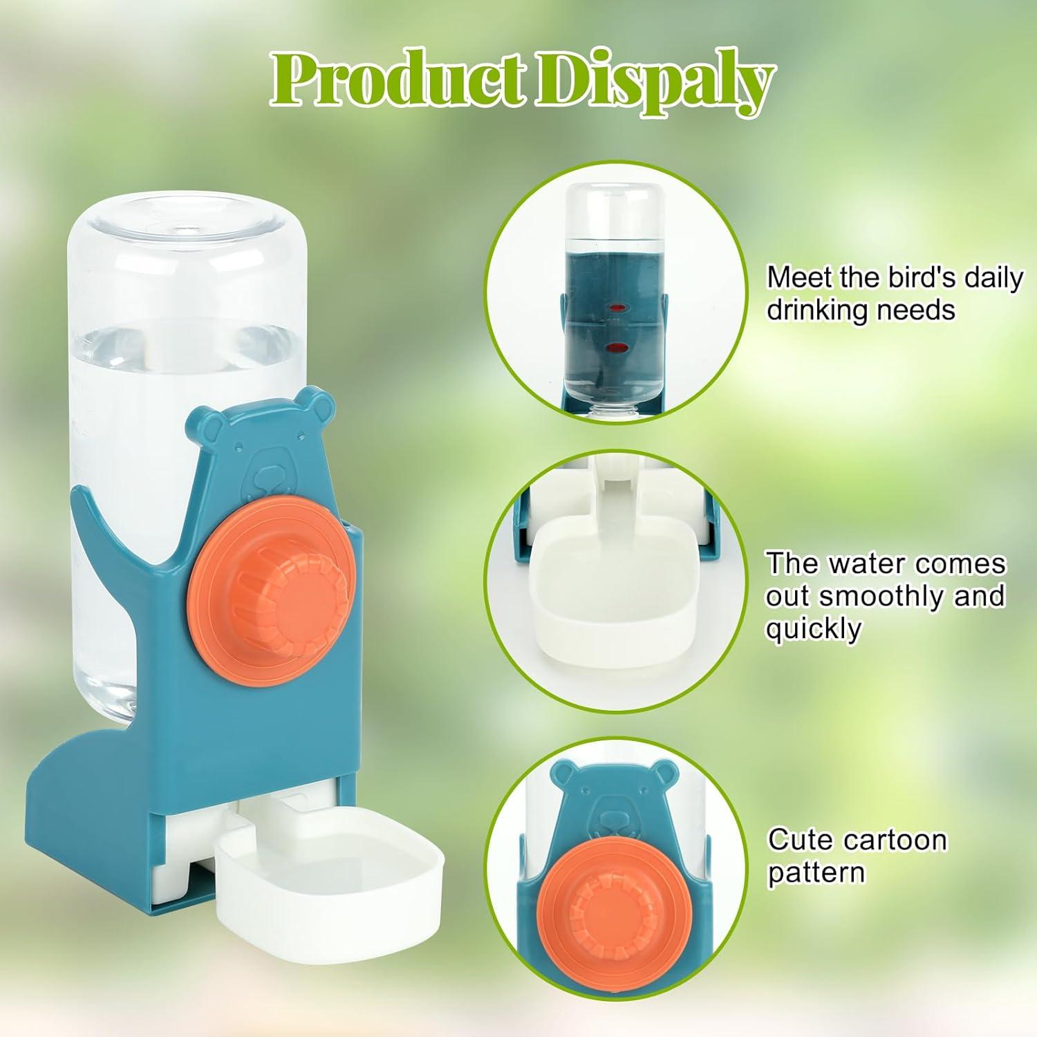 No Mess Bird Water Feeder Dispenser Set Automatic Bird Feeder Transparent Food Container Cage Acrylic Parrot Feeders Accessories for Small Birds Parrot Cockatoo Canary