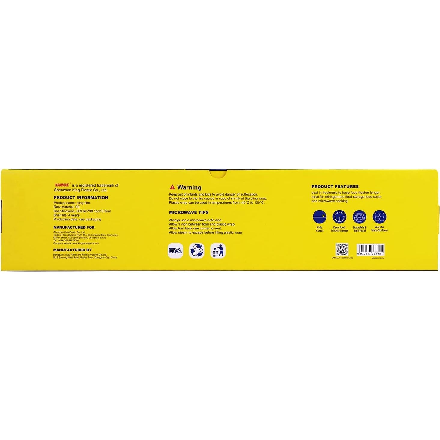 Envoltura Plástica KAMMAK 38 cm x 610 m con Cortador Deslizante