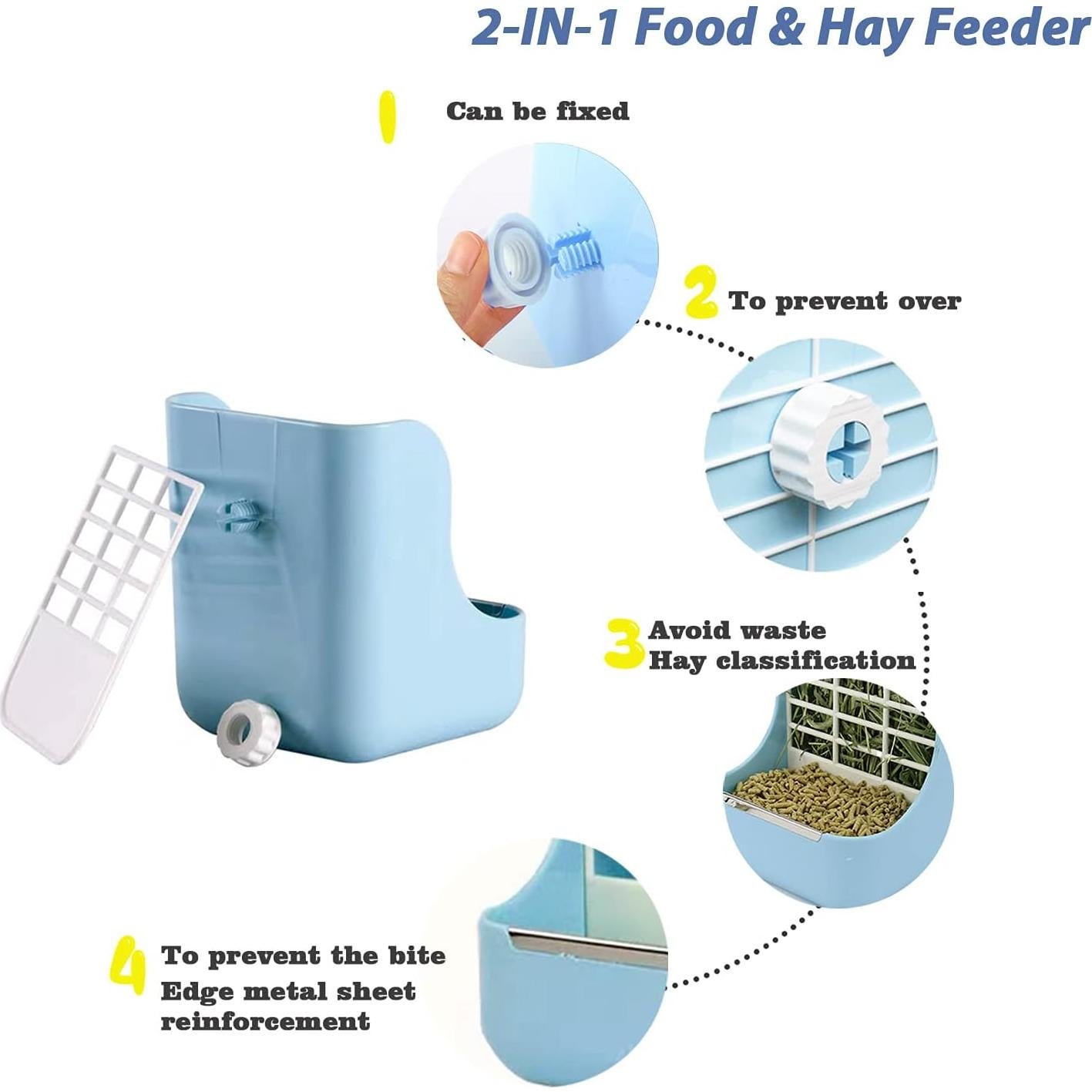 Comedero y Botella de Agua HERCOCCI Grande Azul 500ml para Mascotas