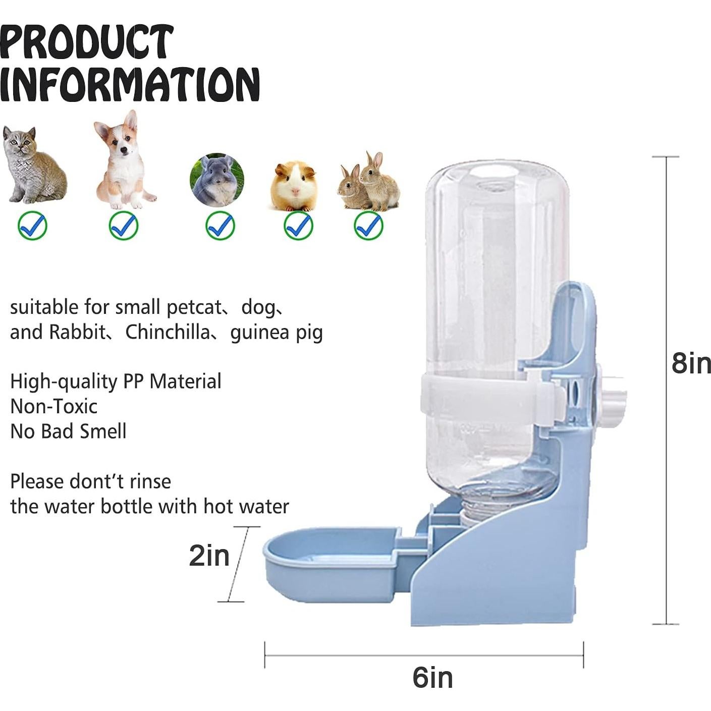 Comedero y Botella de Agua HERCOCCI Grande Azul 500ml para Mascotas