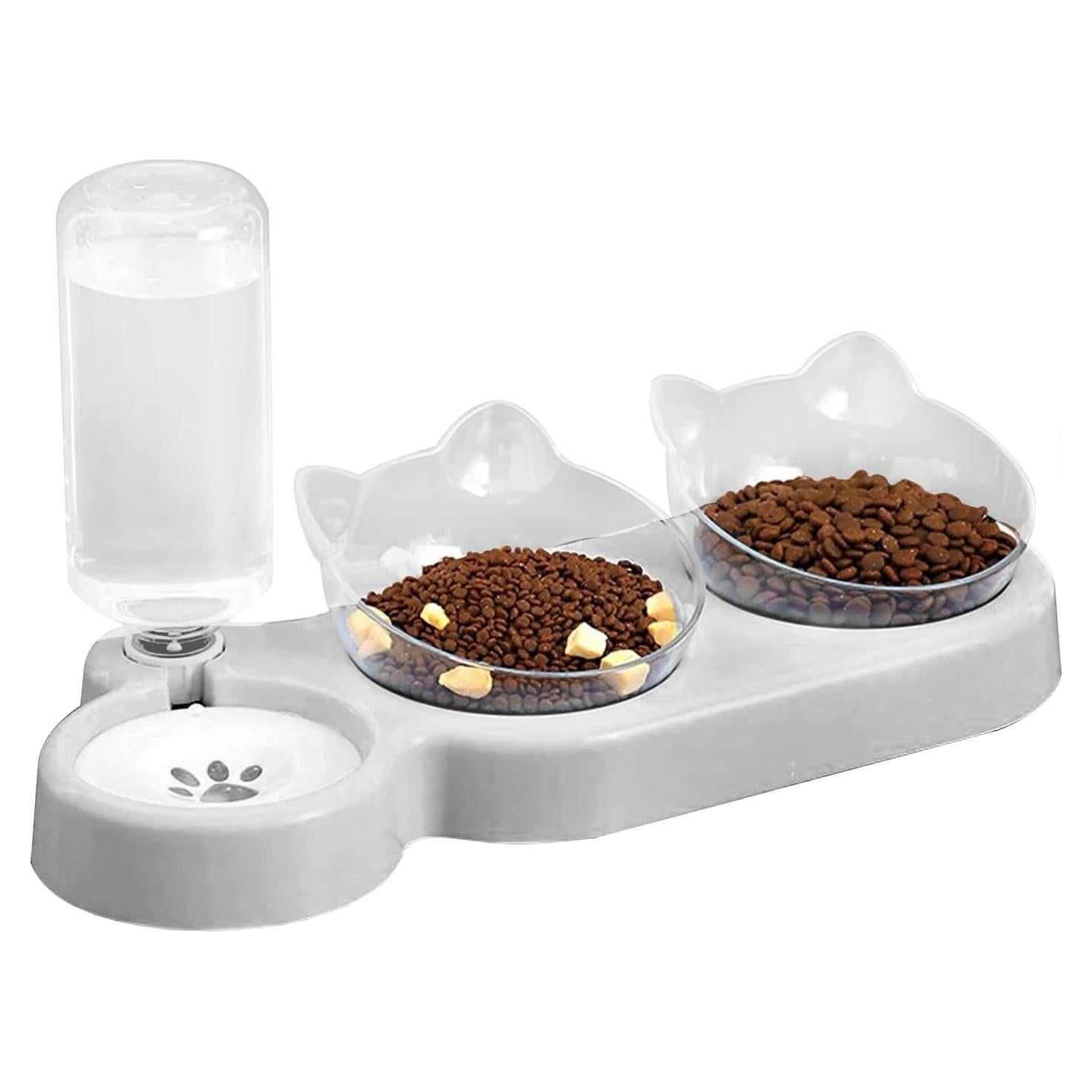 Soporte Elevado para Gato Marchul con 3 Cuencos y Botella 0.5L