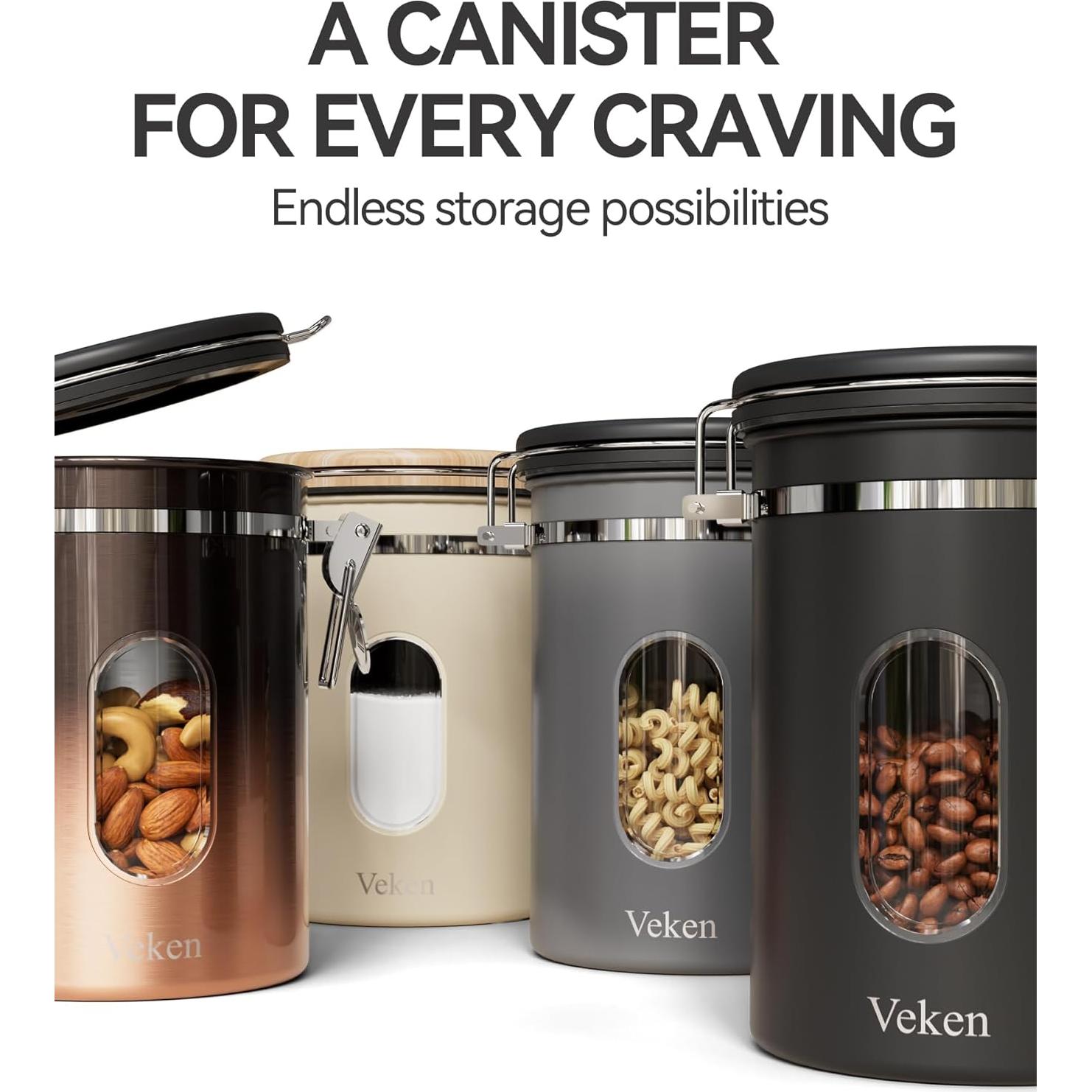 Contenedor de Café Veken 622 g Acero Inoxidable Hermético