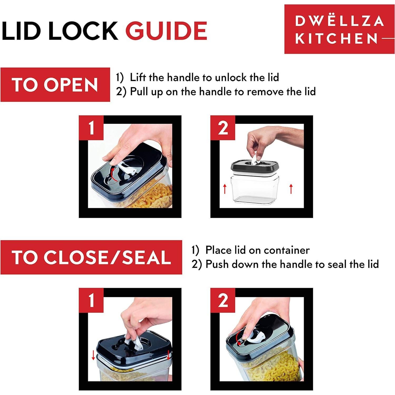 Juego de 6 Contenedores Herméticos DWELLZA 1L Plástico BPA Free