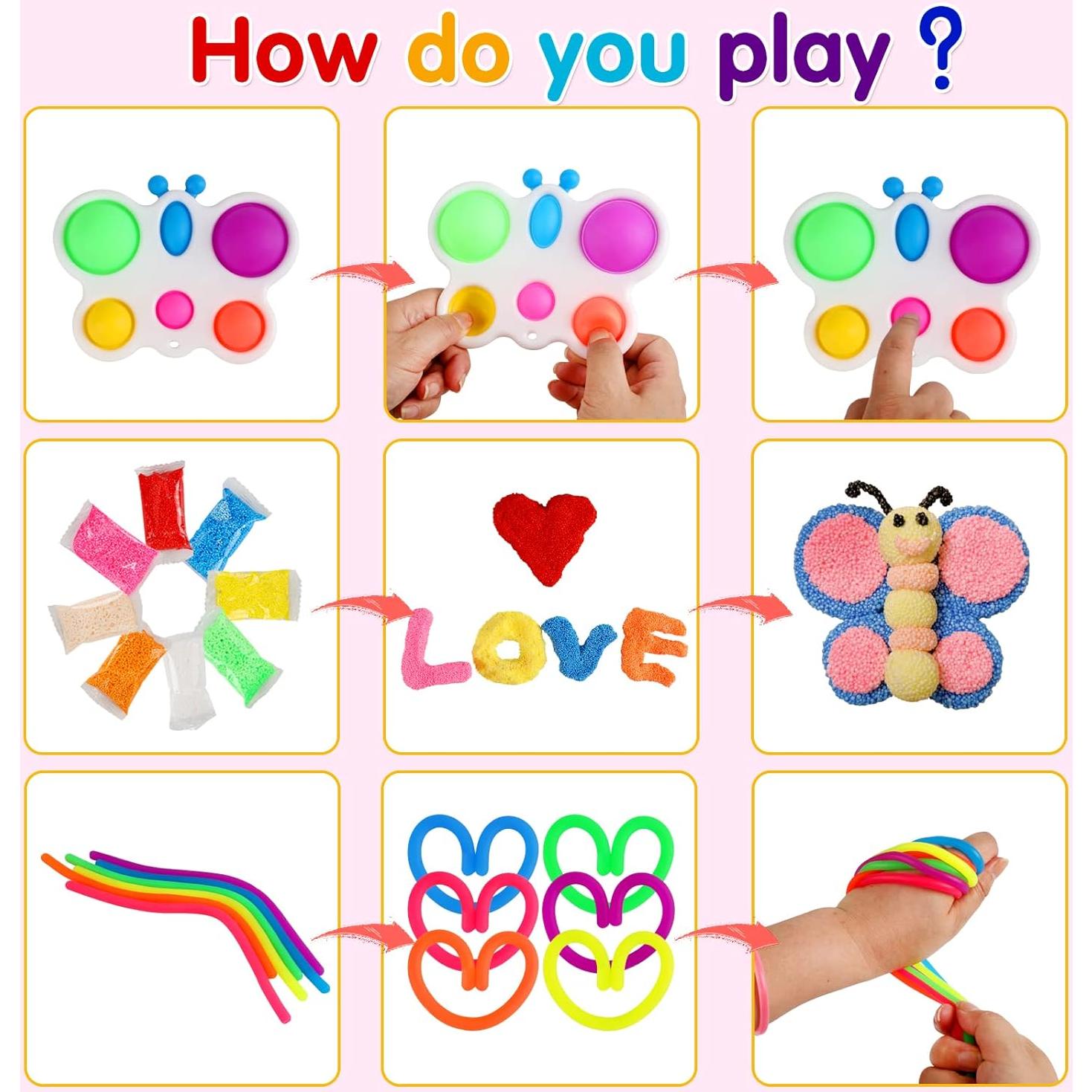 Paquete de 100 juguetes antiestrés para niños 4 a 12 años