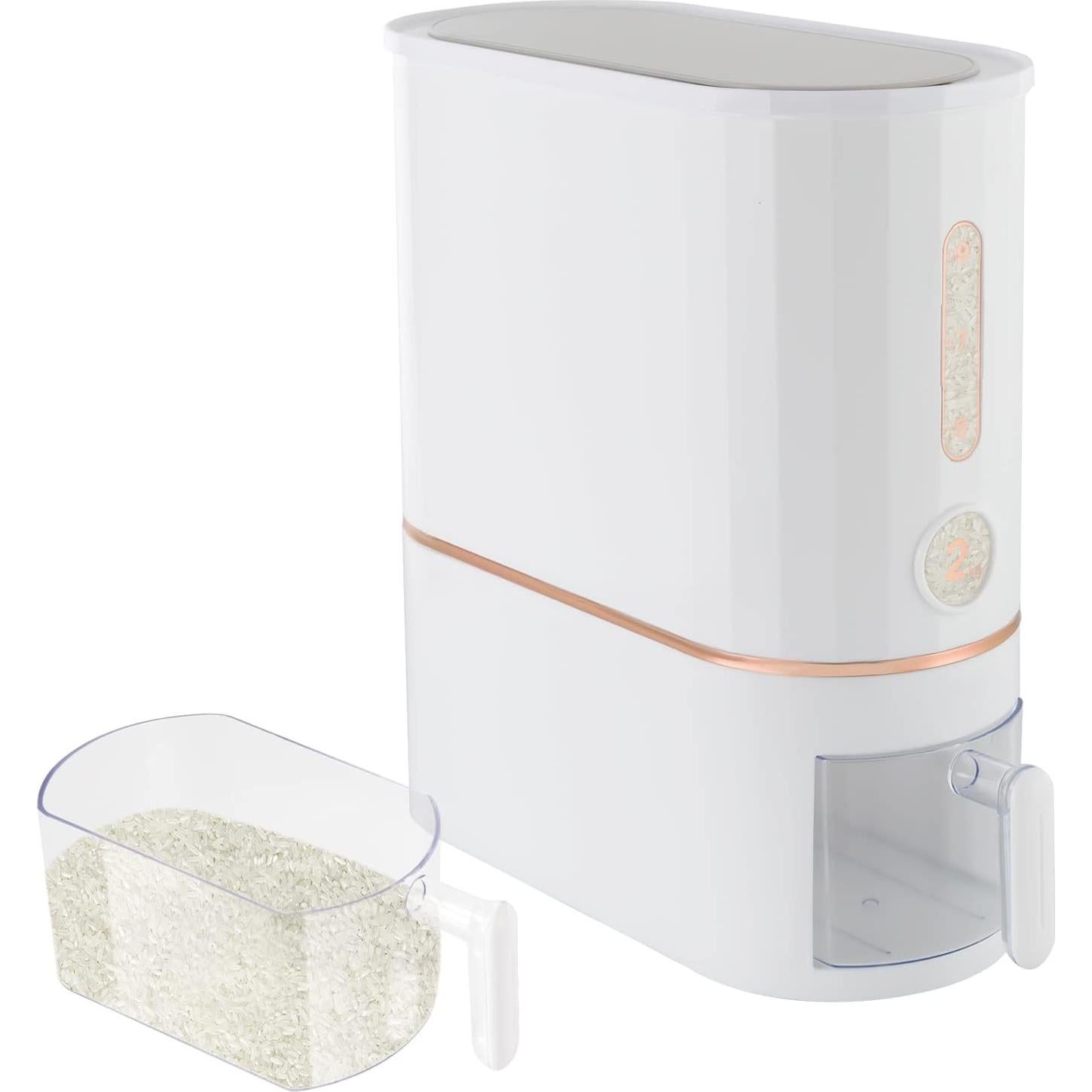 Dispensador de Arroz 10kg LKOEWQZAMX con Taza y Ventana