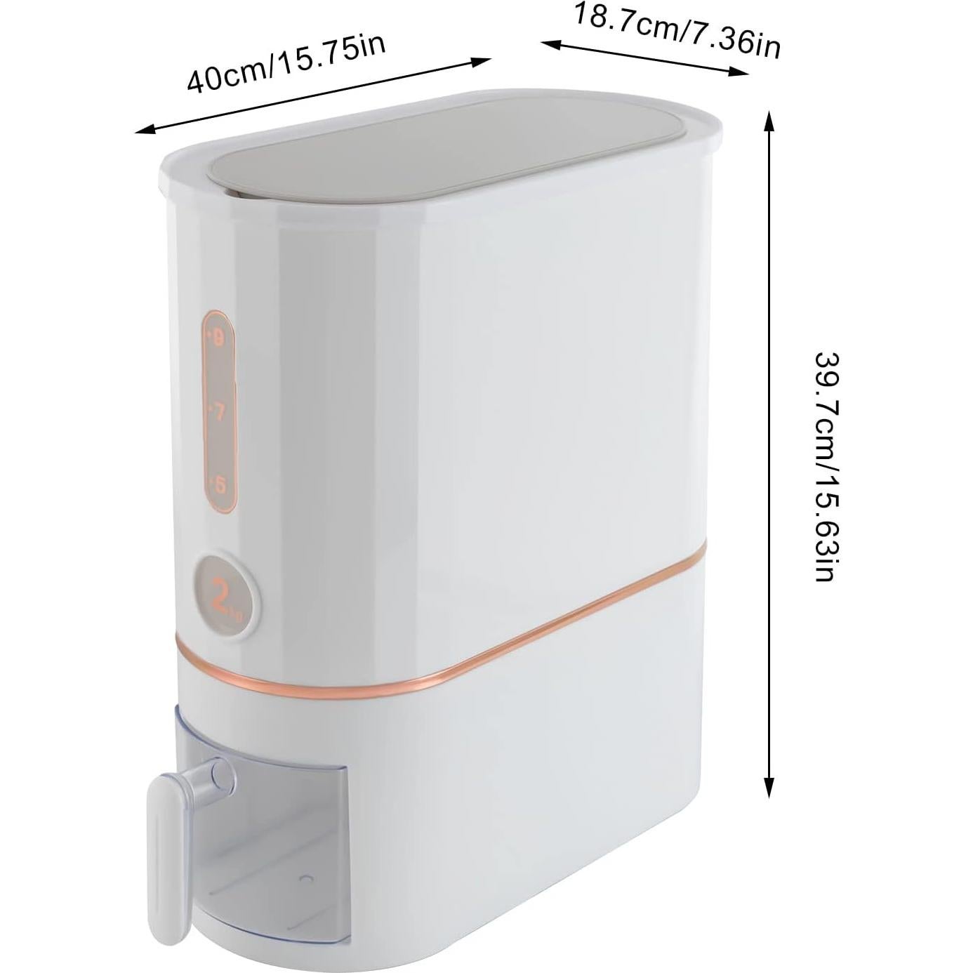 Dispensador de Arroz 10kg LKOEWQZAMX con Taza y Ventana