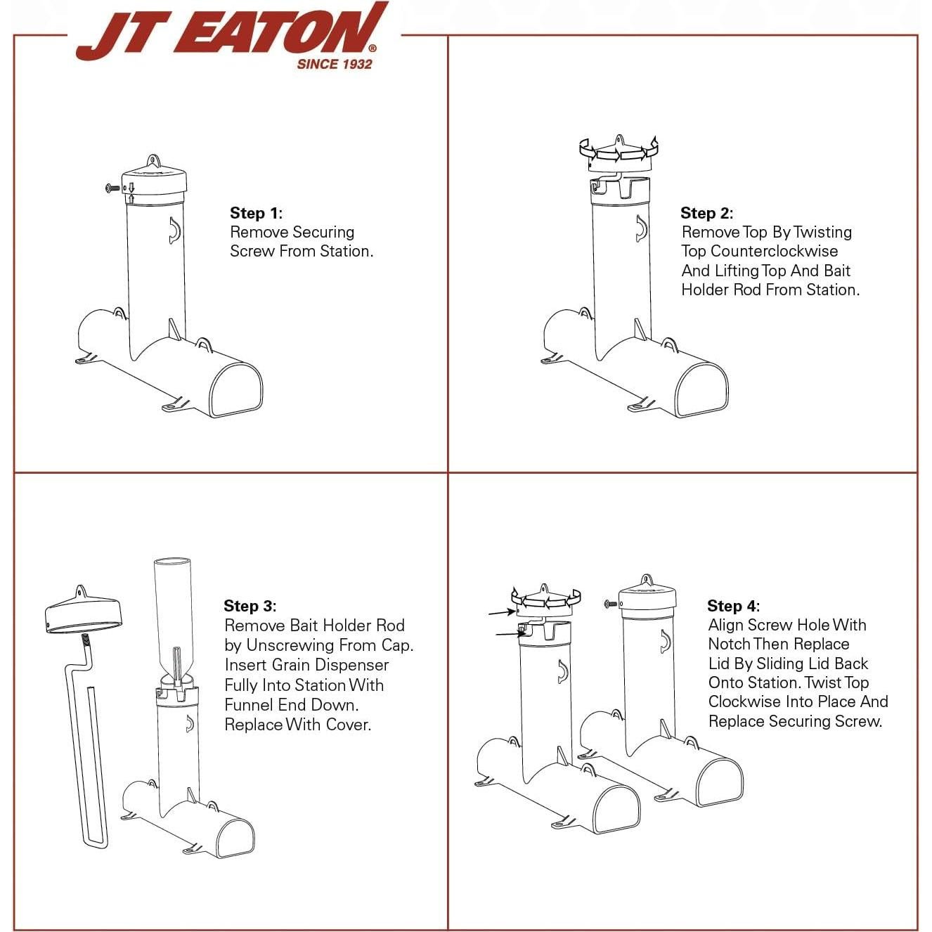 JT Eaton Top Loader™ Bait Station Optional Grain Bait Dispenser, Granular and Pellet Bait, Case of 6