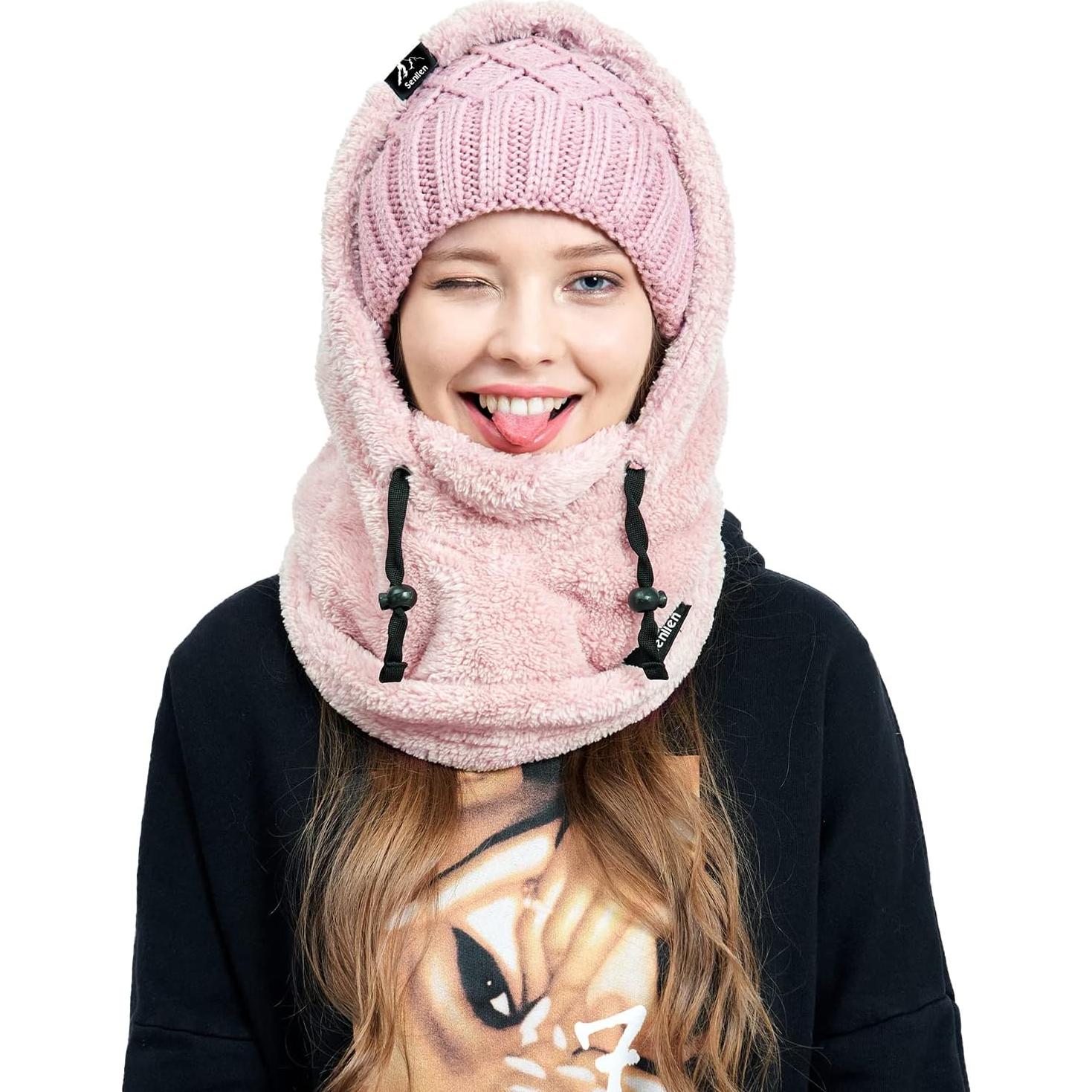 Balaclava Senllen de Fleece Talla Única Rosa para Frío