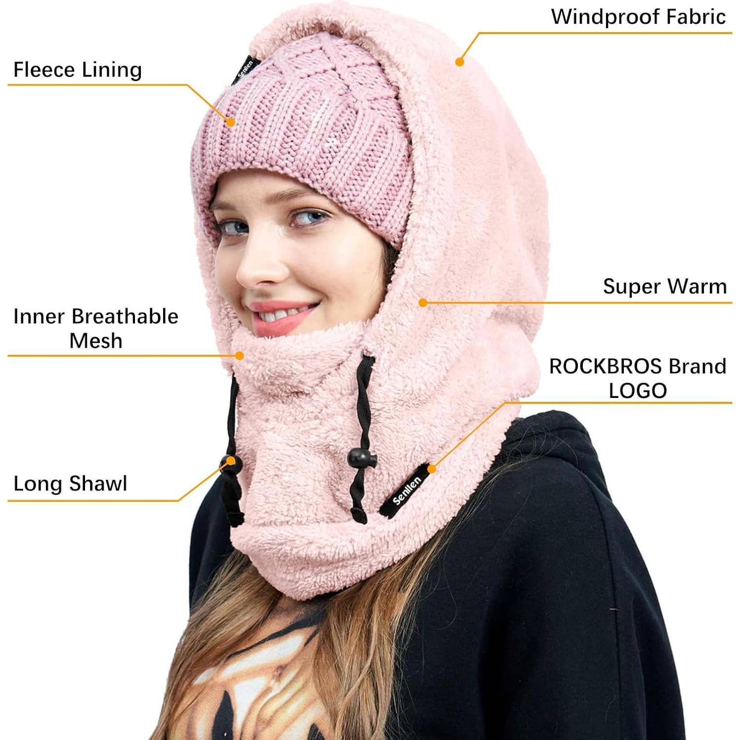 Balaclava Senllen de Fleece Talla Única Rosa para Frío