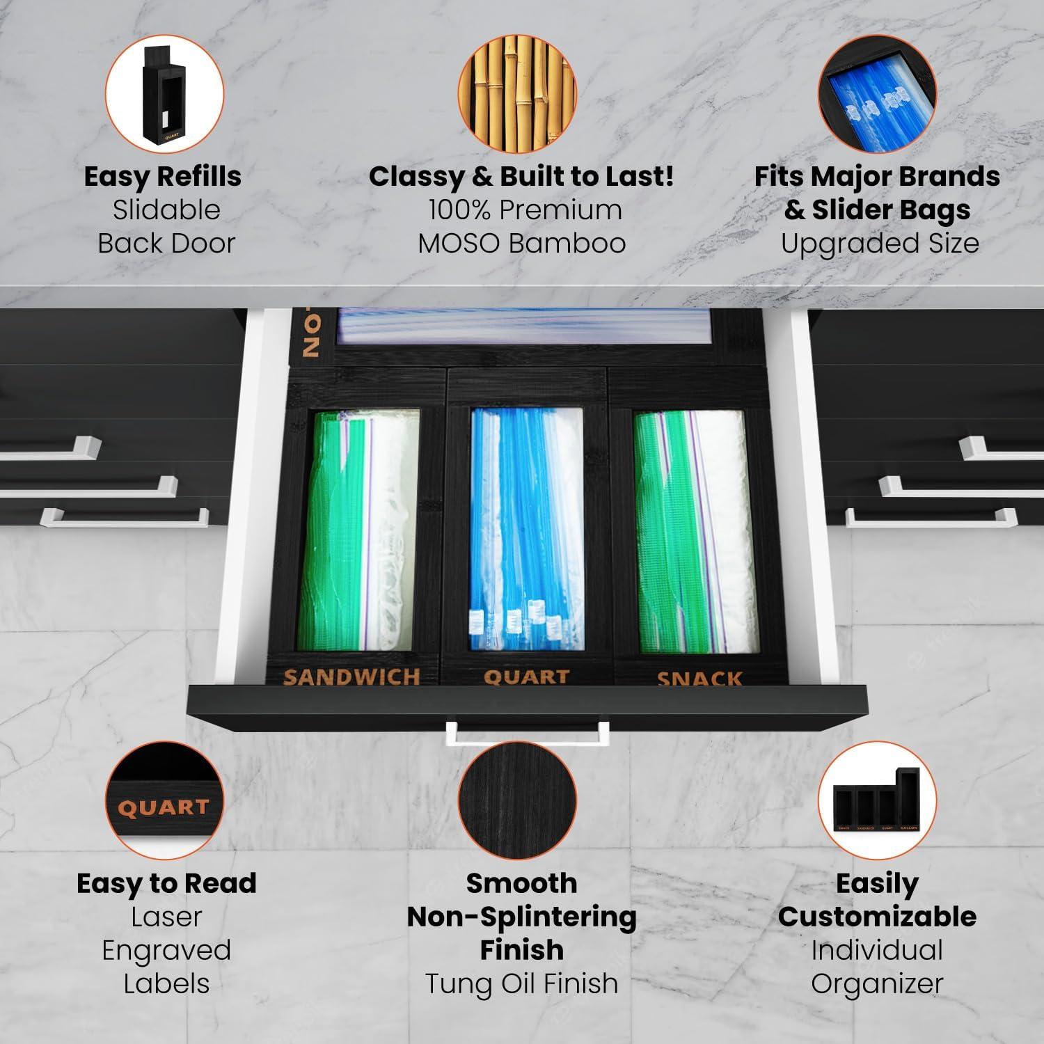 Organizador de Almacenamiento de Bolsas mHomeAid - Bambú Negro