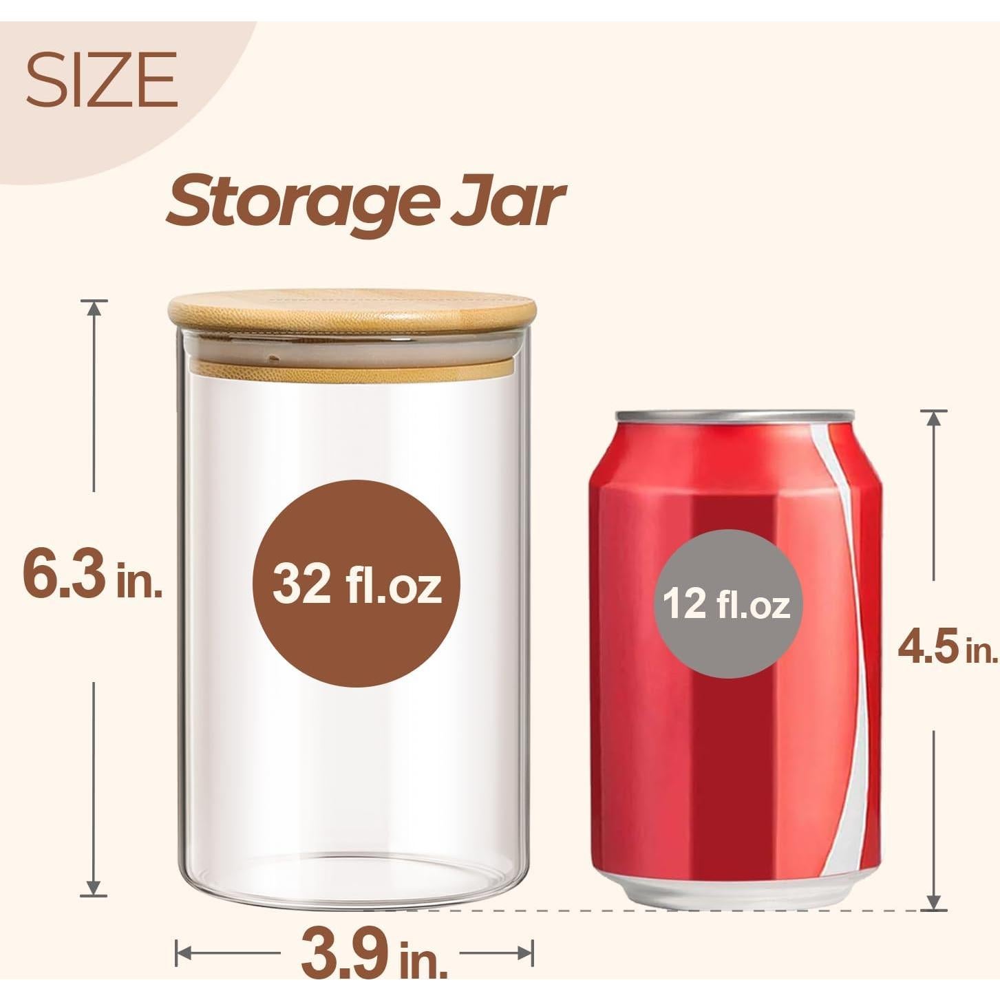 Contenedores de Almacenamiento de Vidrio ComSaf 32oz - Juego de 6