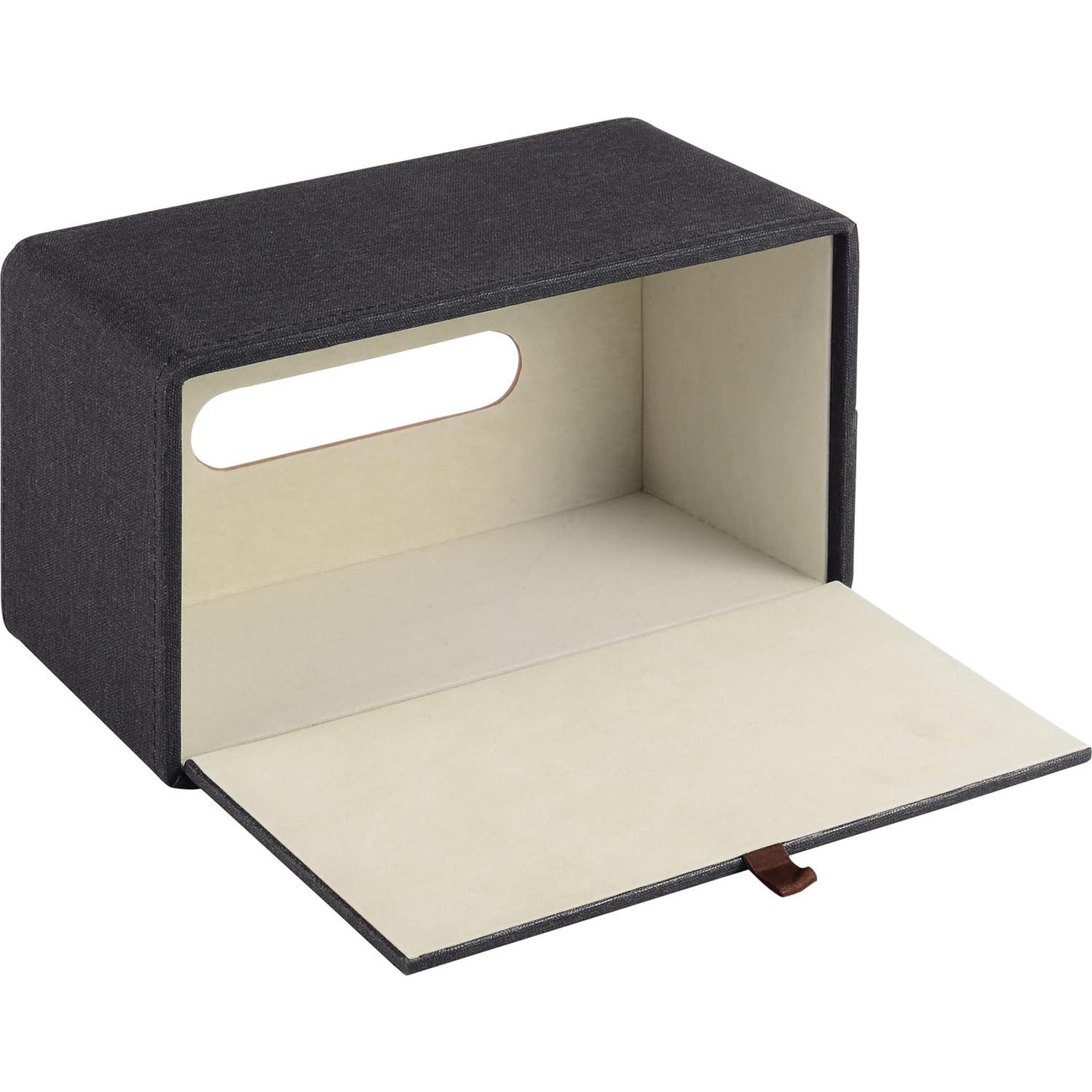 Soporte para Caja de Tejidos RHCSZ Cuero Sintético Negro 25x13.5cm