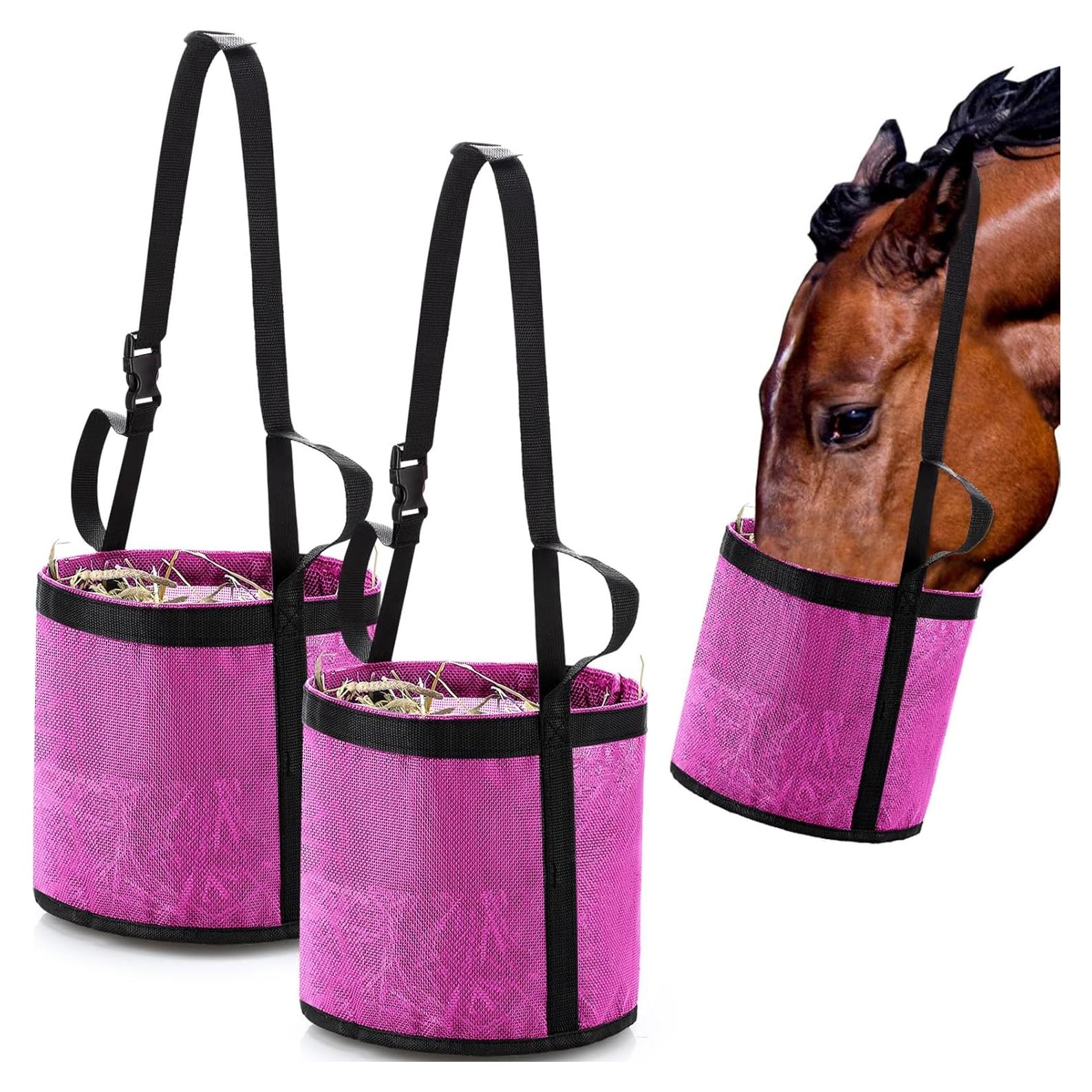 Bolsa de Alimentación para Caballos Sumind - 2 Pcs Rosa