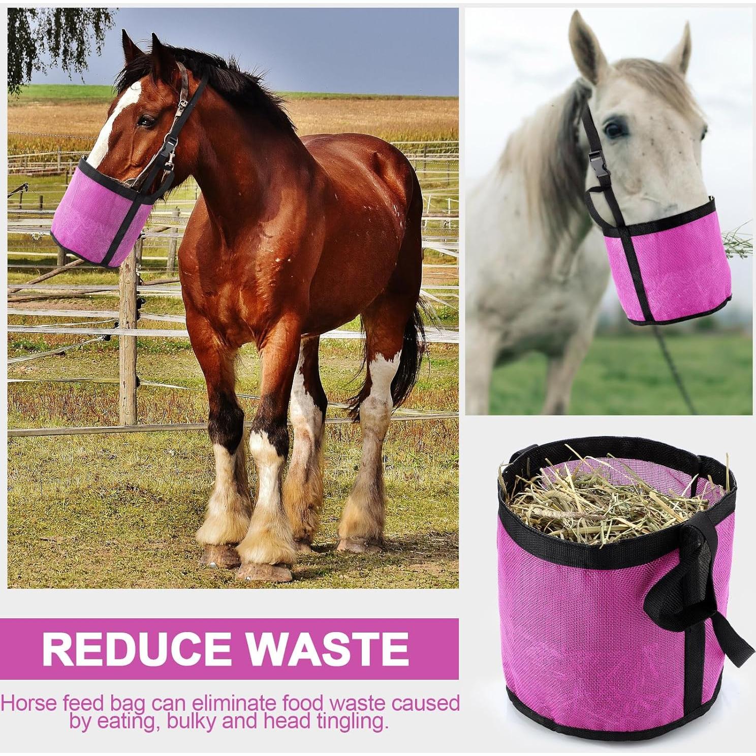 Bolsa de Alimentación para Caballos Sumind - 2 Pcs Rosa