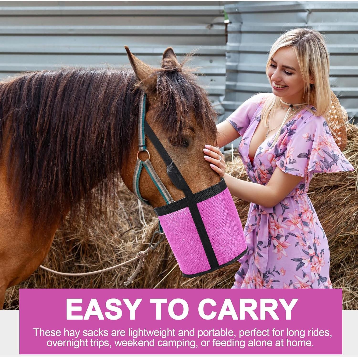 Bolsa de Alimentación para Caballos Sumind - 2 Pcs Rosa