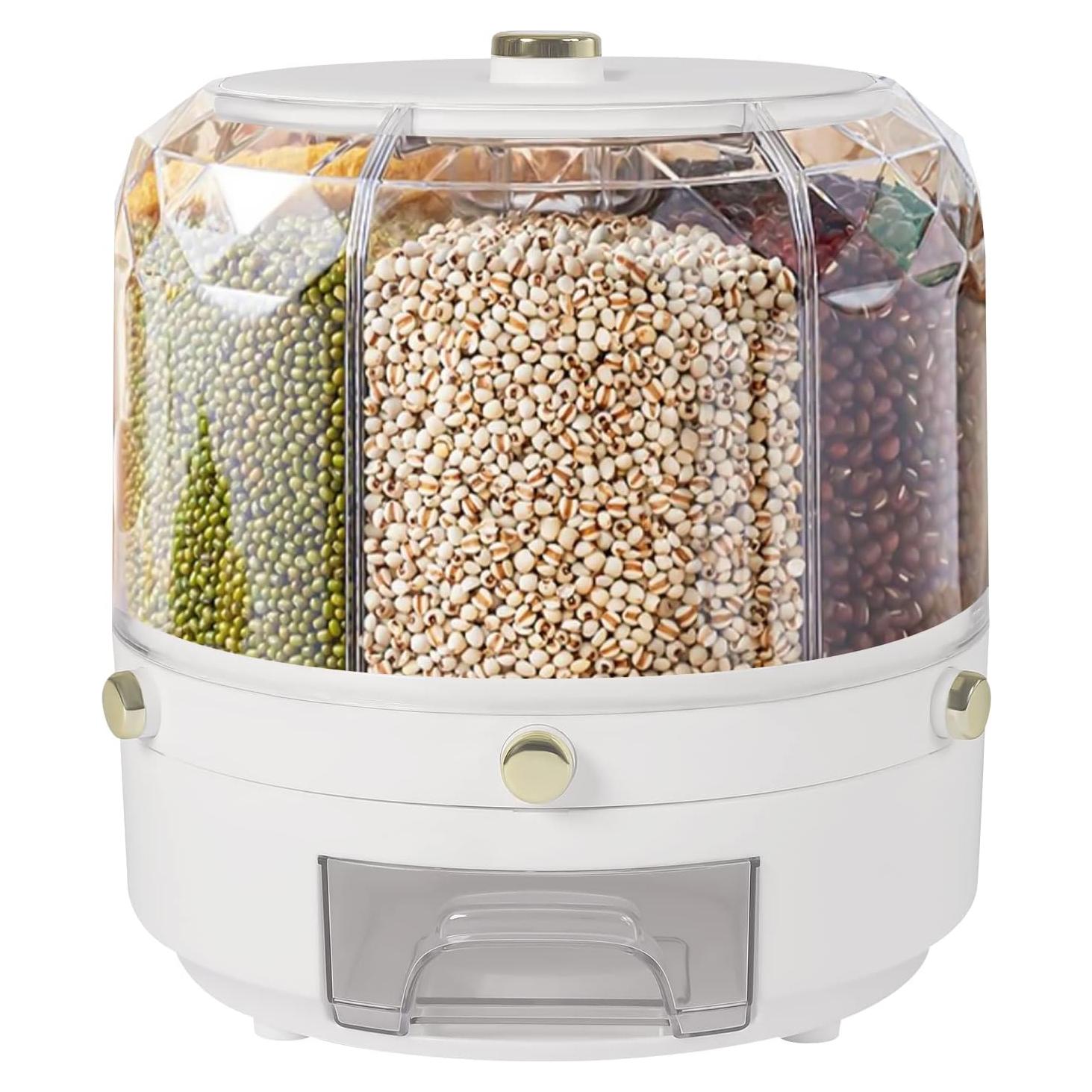 Dispensador de Arroz y Granos QWNBG 6 Rejillas 25x25 cm