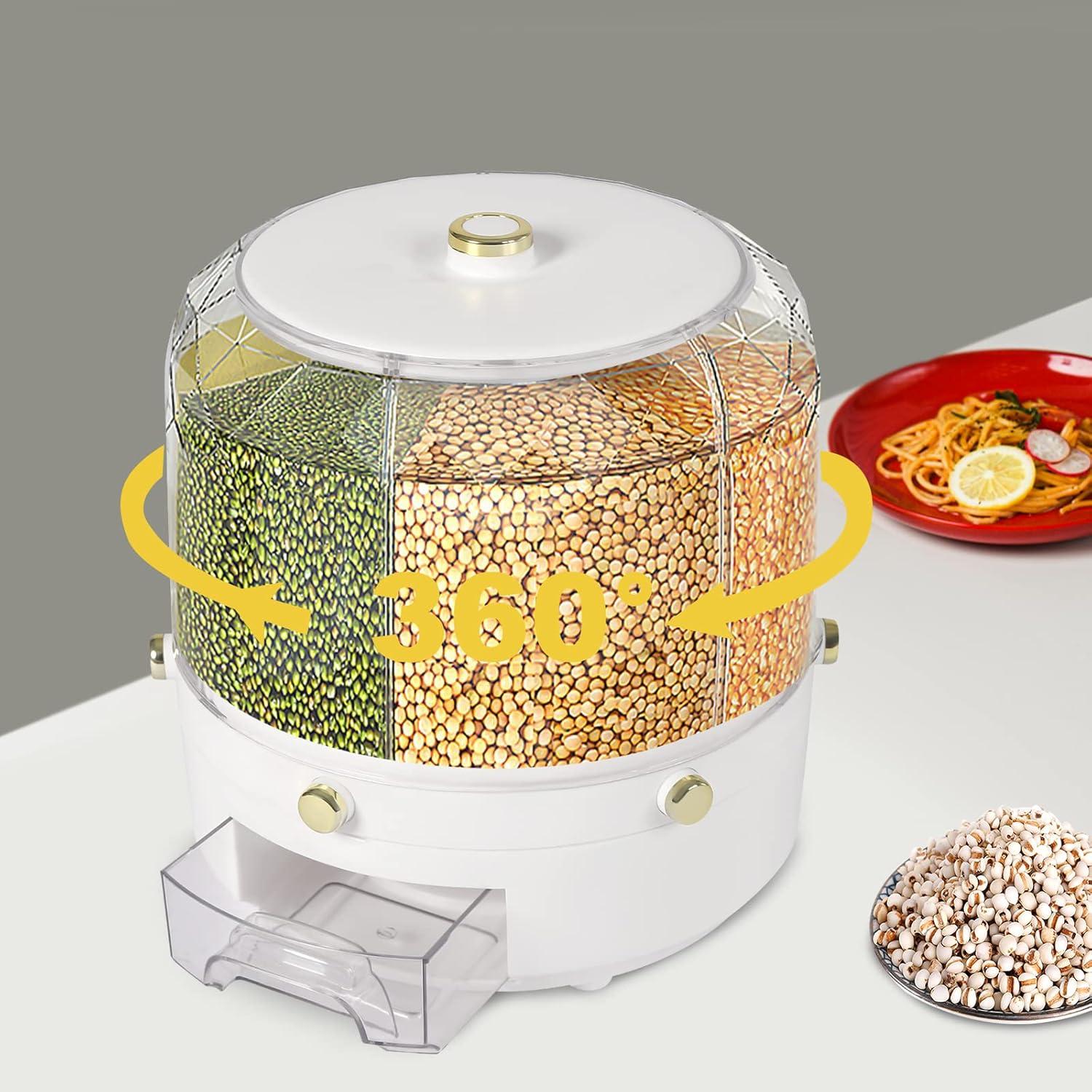 Dispensador de Arroz y Granos QWNBG 6 Rejillas 25x25 cm