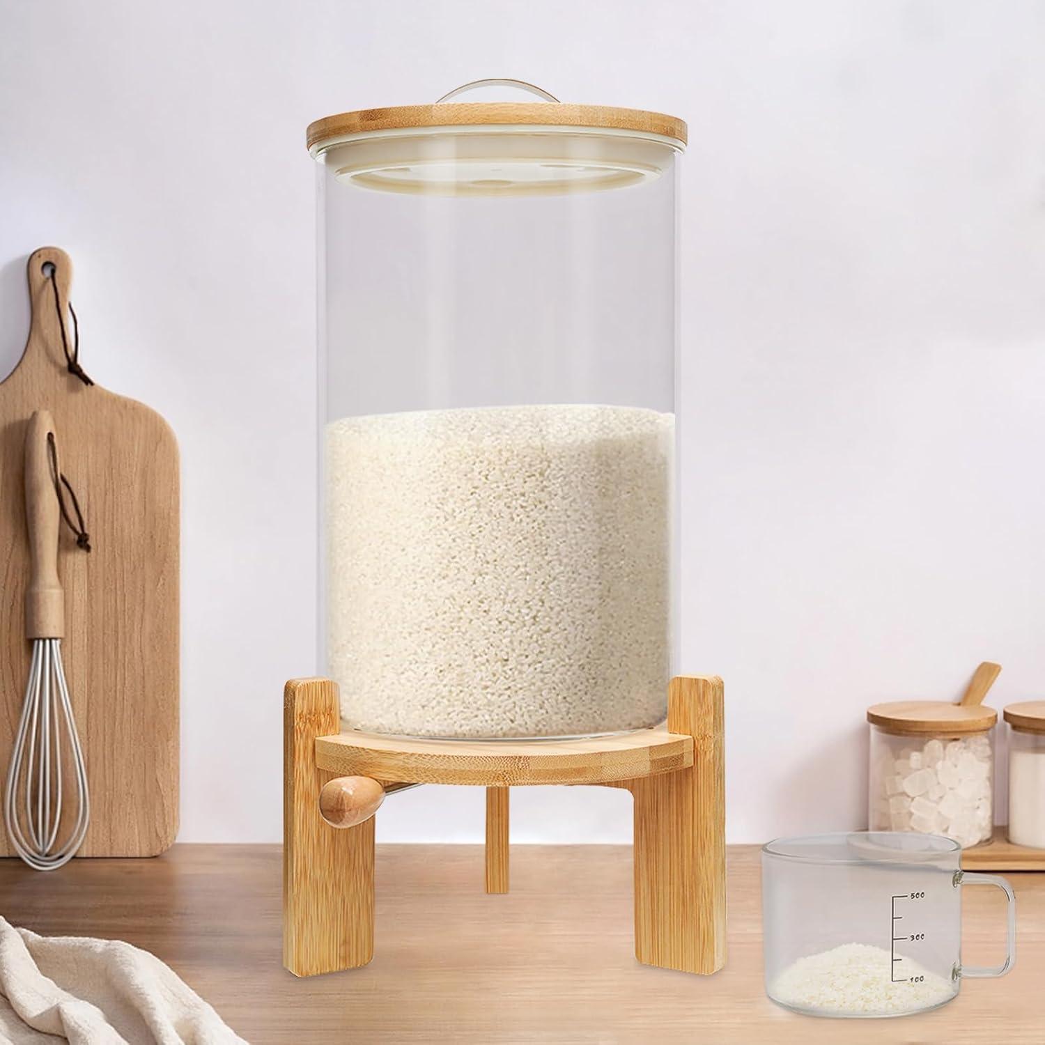 Dispensador de arroz 7.5L Dfmyhked hermético vidrio acero
