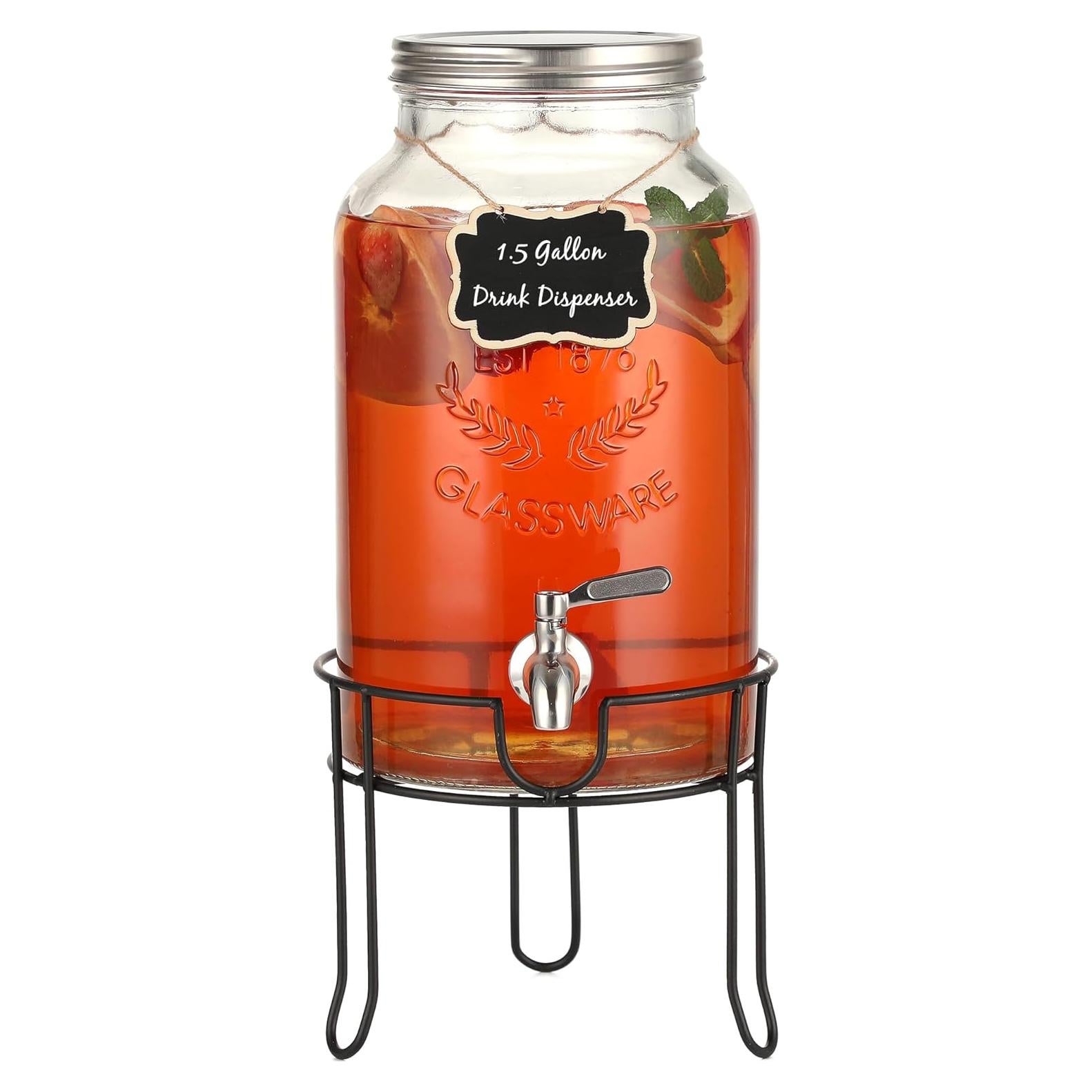 Dispensador de Bebidas de Vidrio 5.68L MiraEase con Grifo Acero