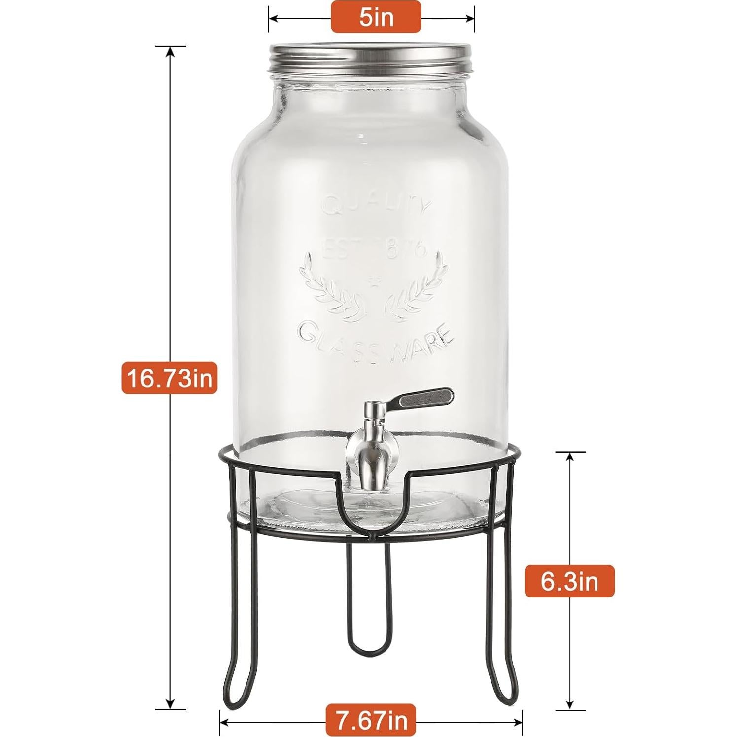 Dispensador de Bebidas de Vidrio 5.68L MiraEase con Grifo Acero